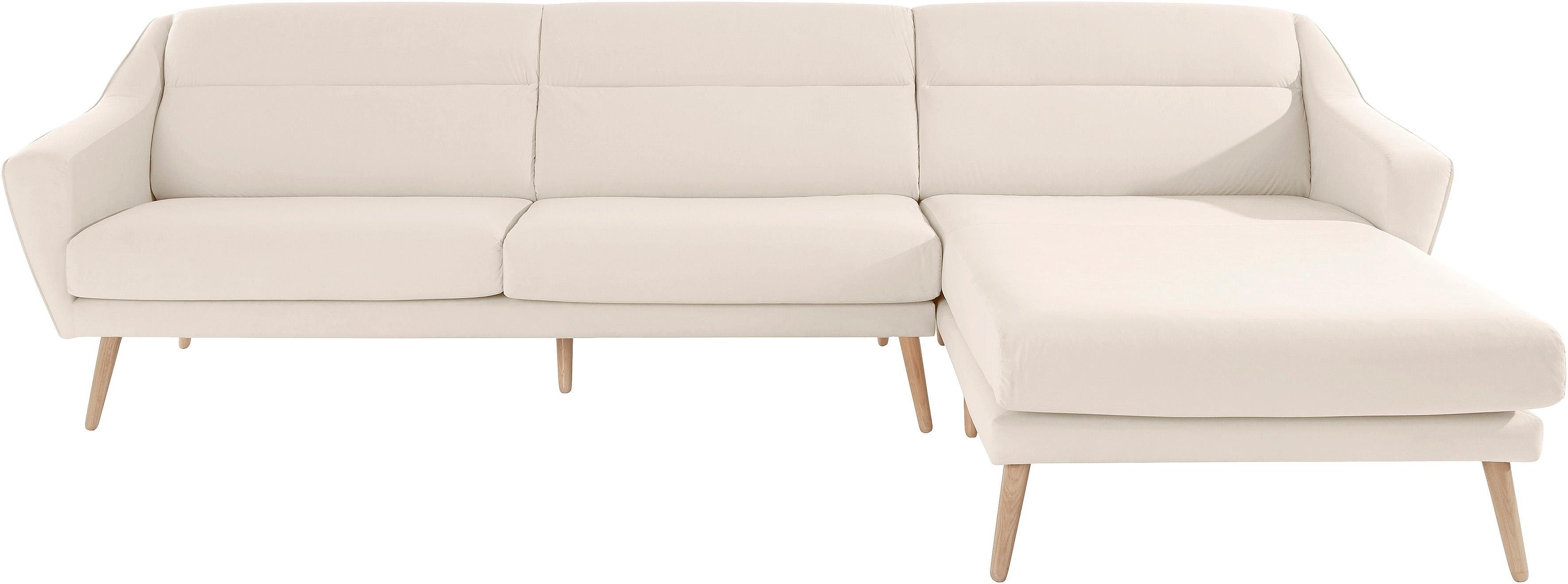 andas Ecksofa "Bille L-Form" mit Naht im Rückenkissen und Beinen aus Eichen günstig online kaufen