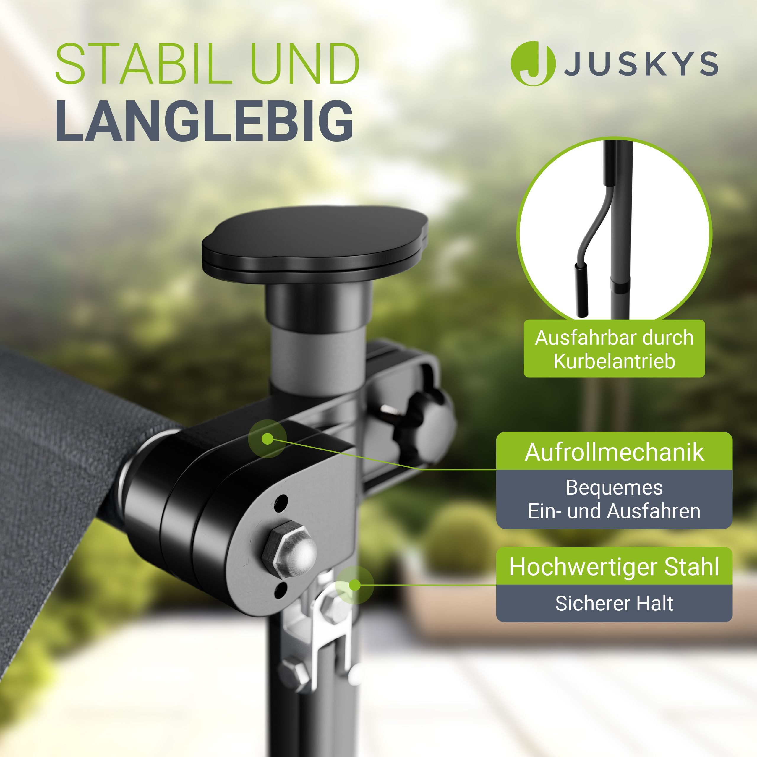 Juskys Klemmmarkise Kapstadt Montage ohne Bohren, höhenverstellbar, senkrecht/diagonal ausziehen