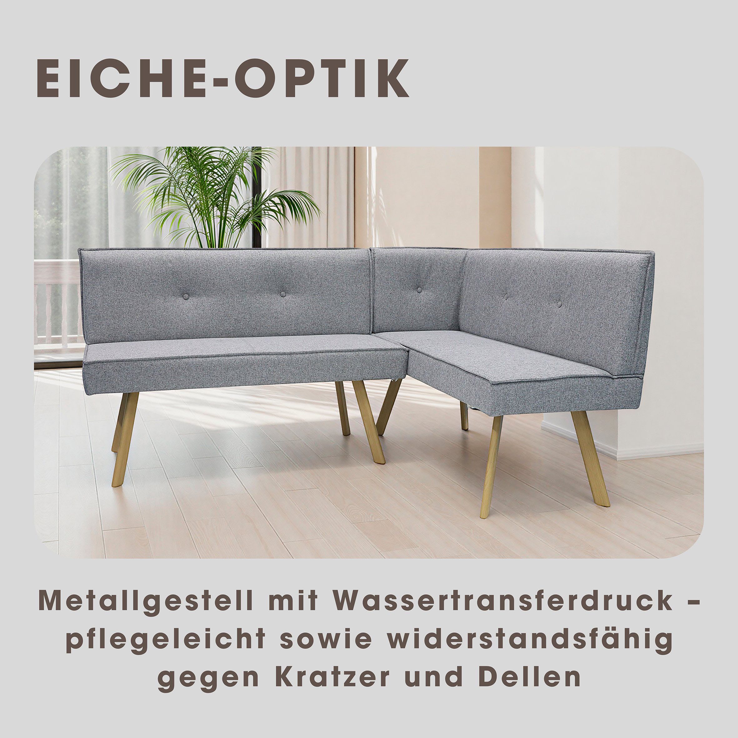 byLIVING Eckbank OTTAWA, Webstoff, Taschenfederkern, umlaufendem Keder und Zierknöpfen