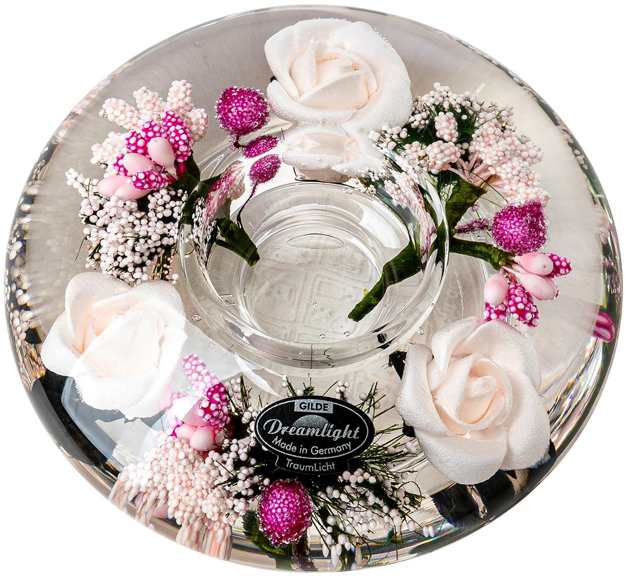 GILDE Teelichthalter Dreamlight (Set, 2 St), Teelichtleuchter Little Rose - Ufo Mini/ Ufo Medium rosa, Handarbeit