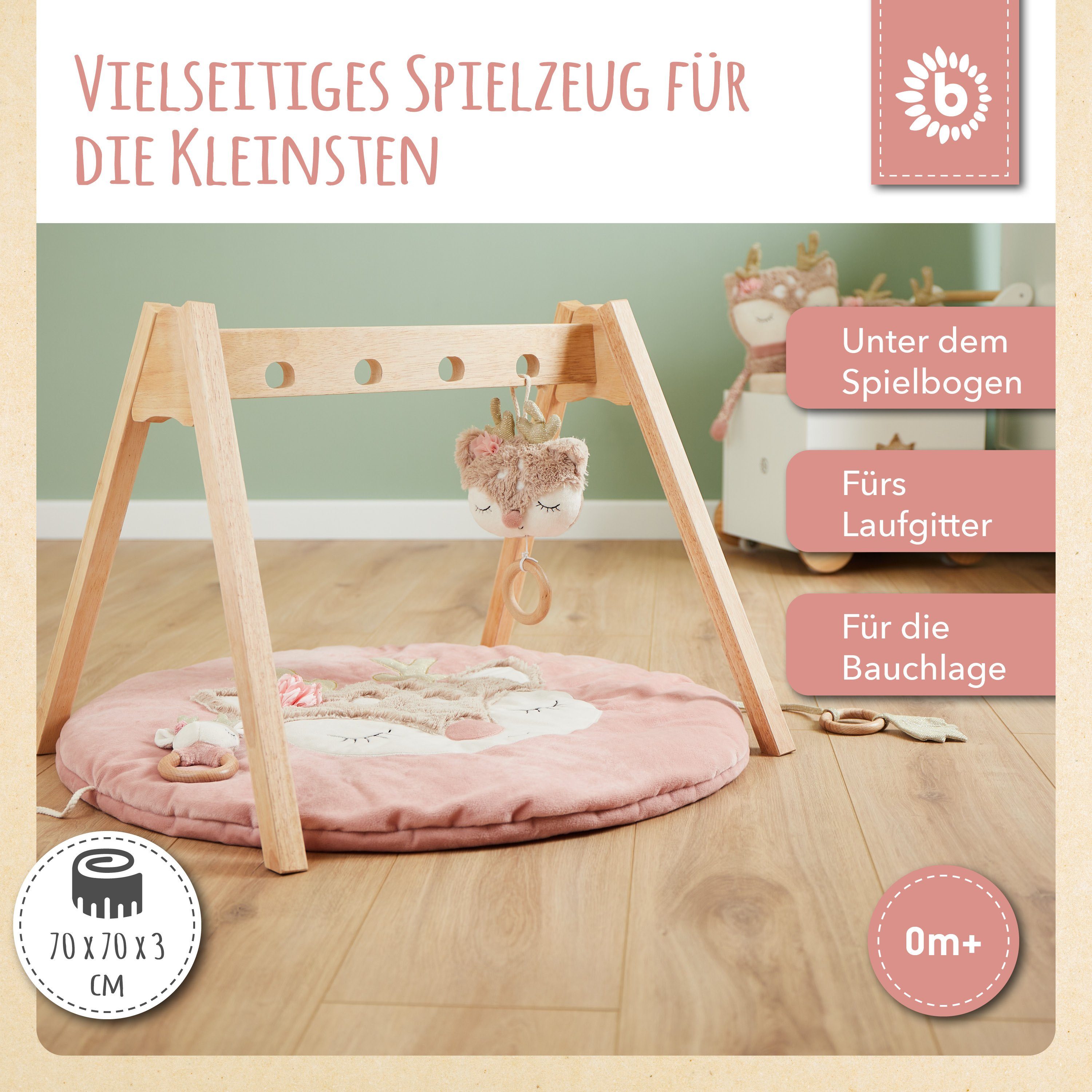Krabbeldecke Bieco Baby Krabbeldecke Ø 70 cm Reh Motiv Activity Decke, BIEC günstig online kaufen