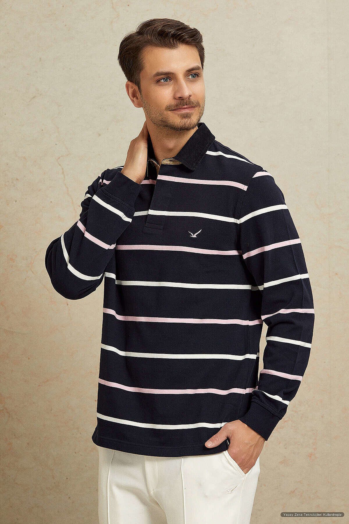 SmileSmile Sweatshirt Navy Pinker Baumwollkragen Sweatshirt