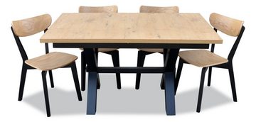 Beautysofa Sitzgruppe Modern Sitzgruppe Esstisch Tischplatte + 6 Polsterstuhle