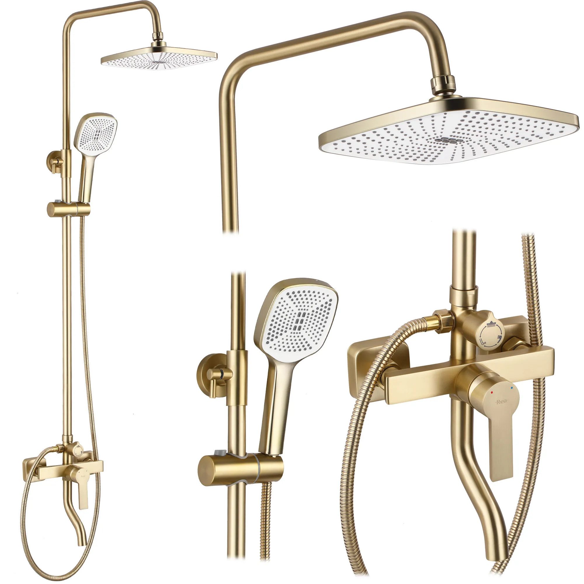 wohnwerk.idee Duschsystem Design Duscharmatur mit Regenbrause und Handbrause