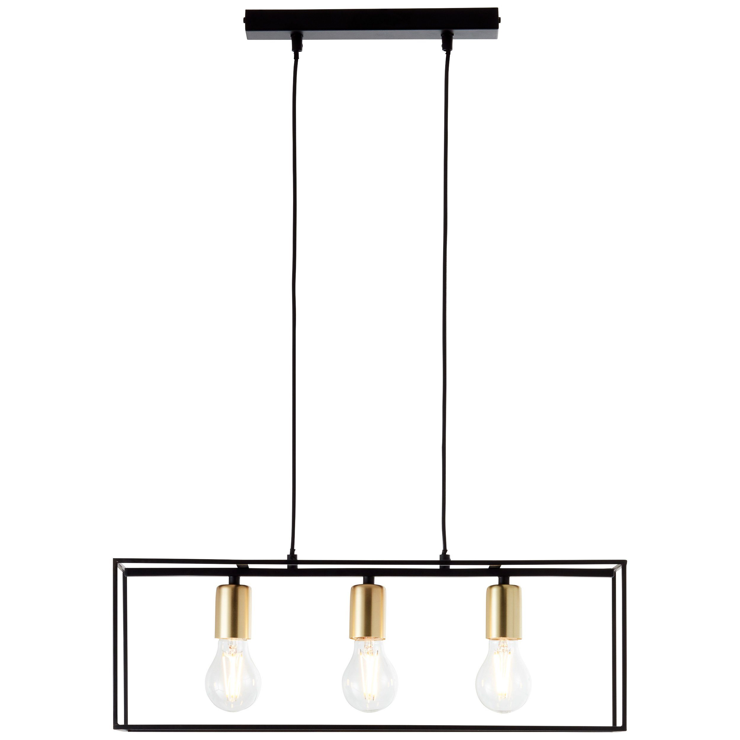 Brilliant Pendelleuchte Arica, Lampe Arica Pendelleuchte 3flg schwarz/messing  3x A60, E27, 60W, gee