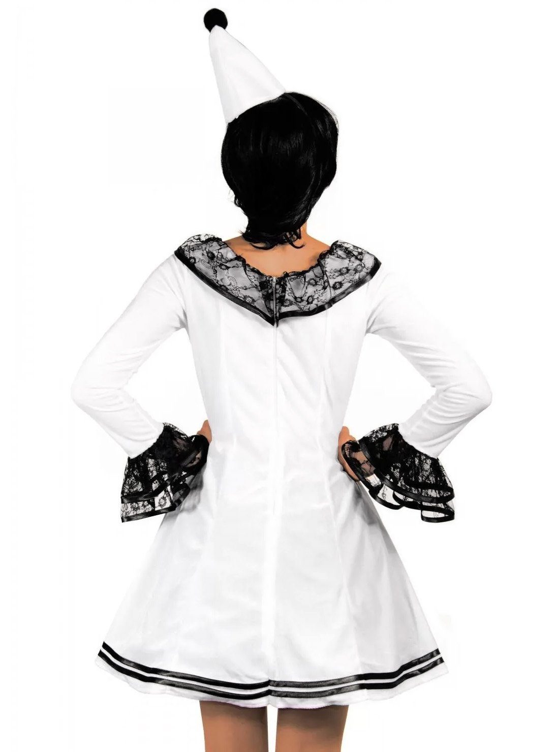 Leg Avenue Clown-Kostüm Pierrot Kleid Clown Karneval Faschingskostüm Damen, Schwarz-weißes Clownkleid für monochrome Gemüter