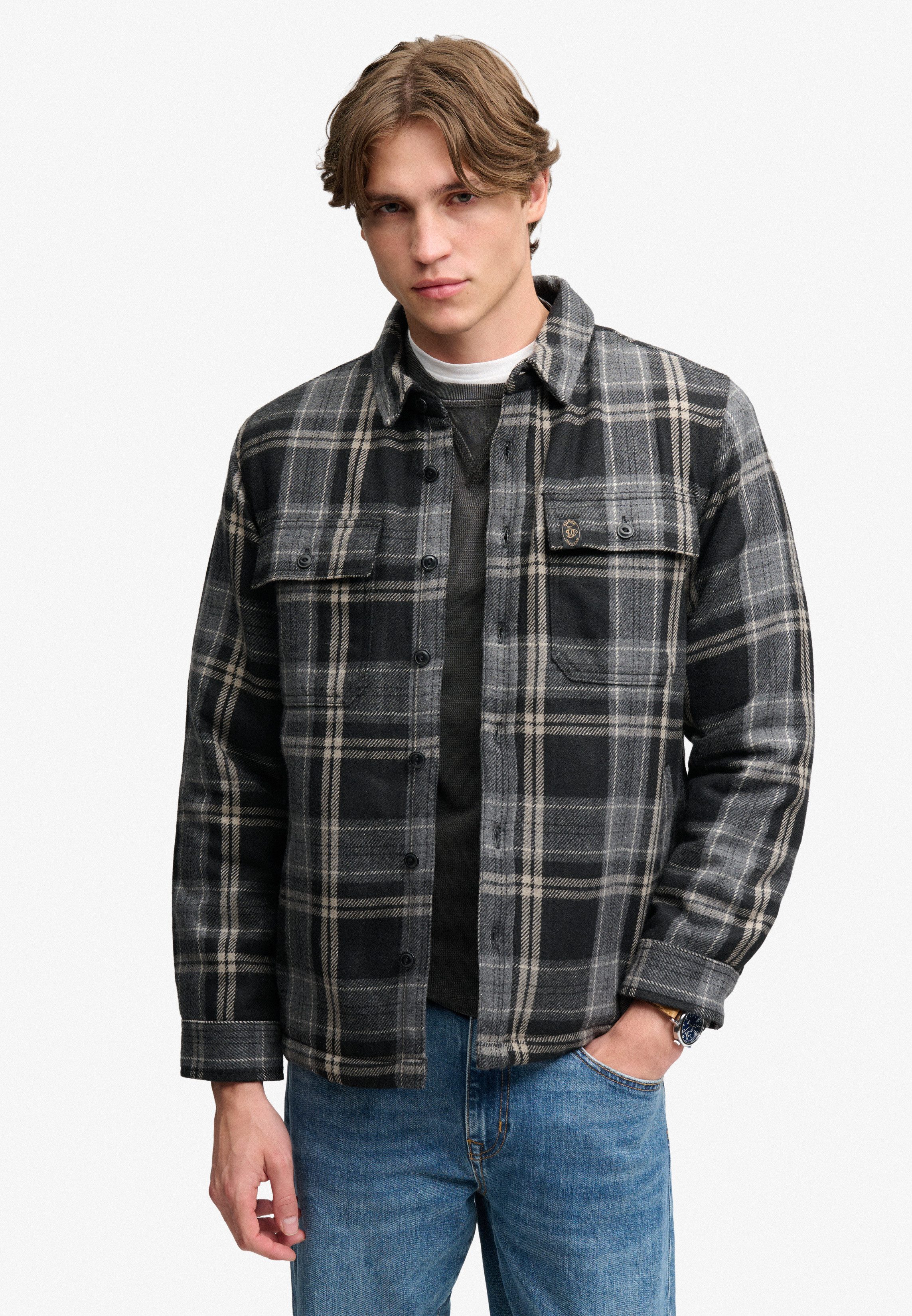 Superdry Langarmhemd BORG LINED MILLER OVERSHIRT Materialmix, oversize