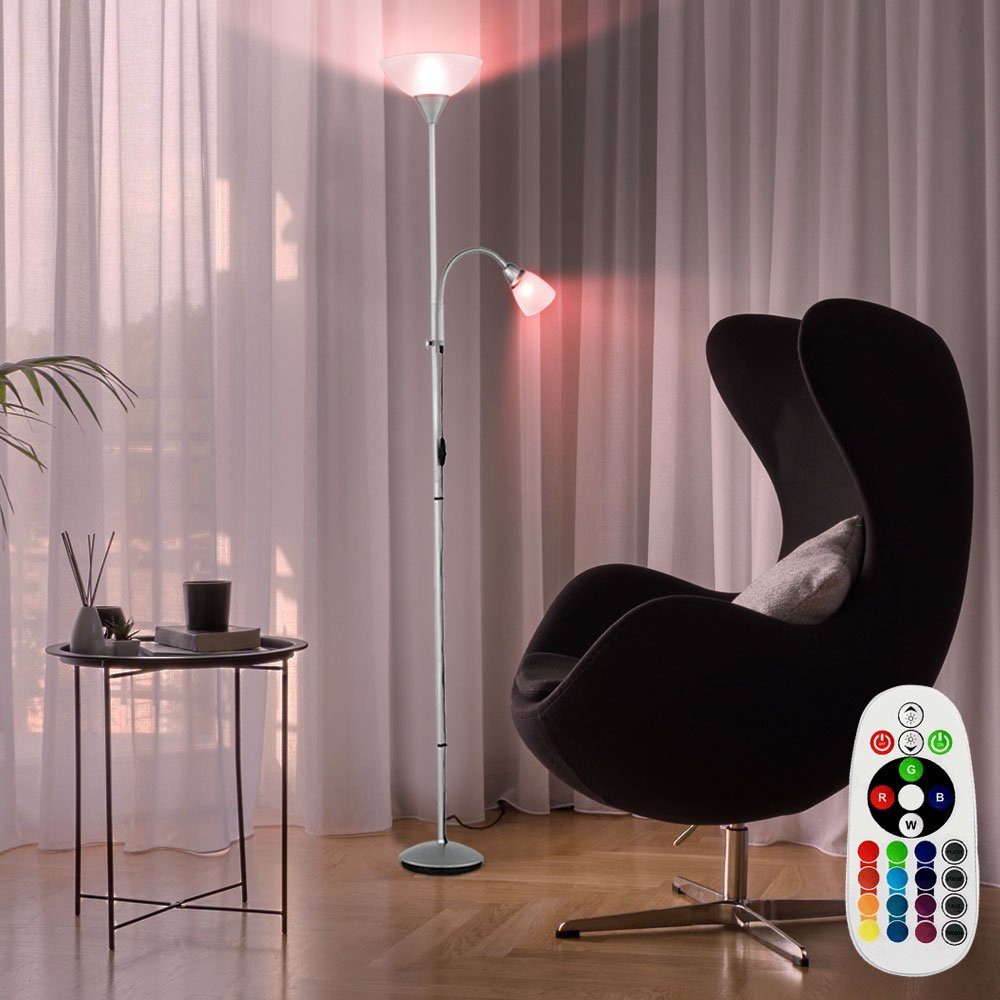 Reality Leuchten LED Stehlampe, Leuchtmittel inklusive, RGB LED Design Steh Leuchte Decken Fluter FERNBEDIENUNG Lese