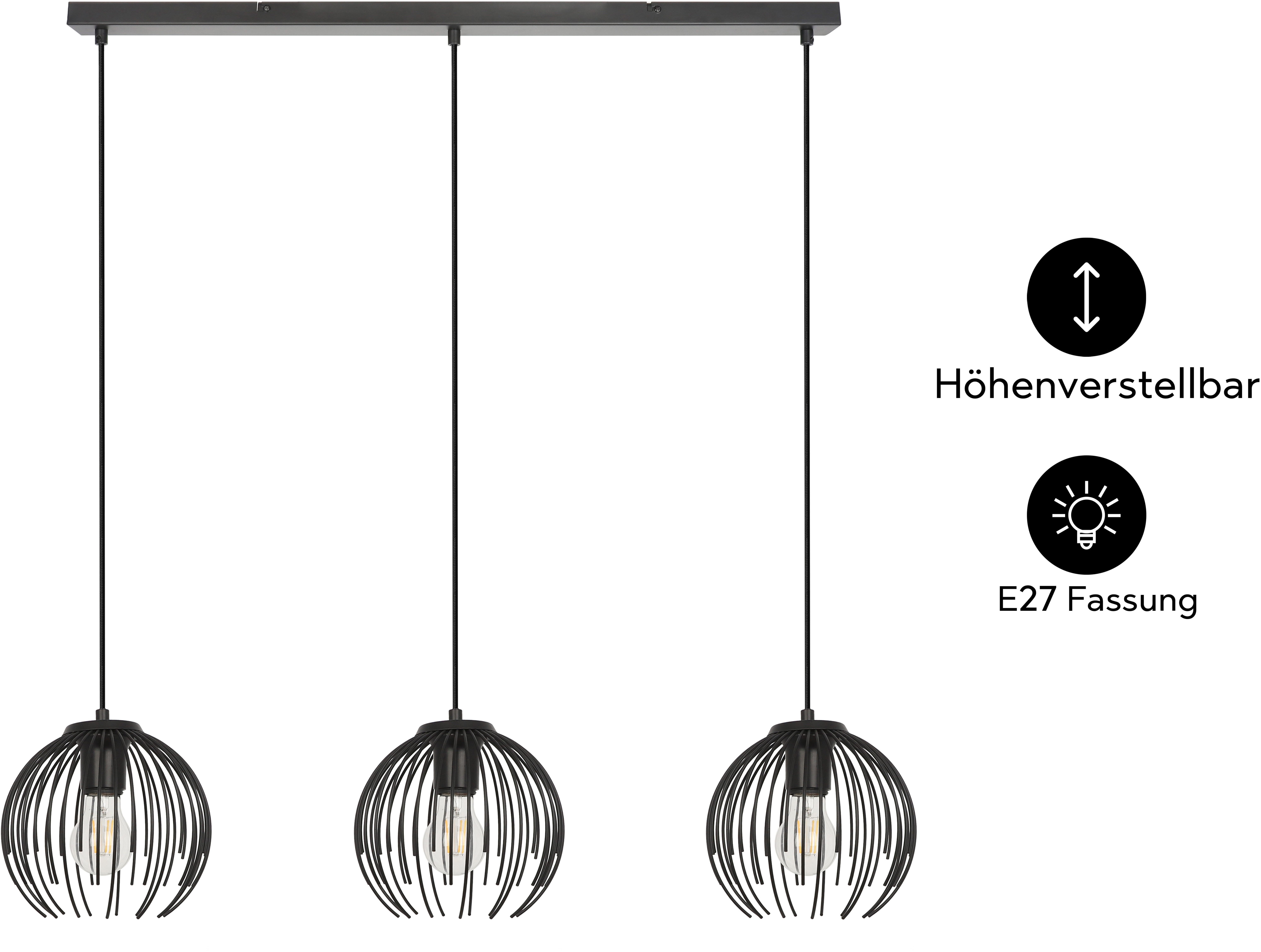 OTTO home Pendelleuchte Tonnia - Hängelampe, höhenverstellbar, Pendellampe, Metall, ohne Leuchtmittel, Leuchtmittel wechselbar, Lichteffekt durch Gitter-Optik,  – Bild 5 von 5