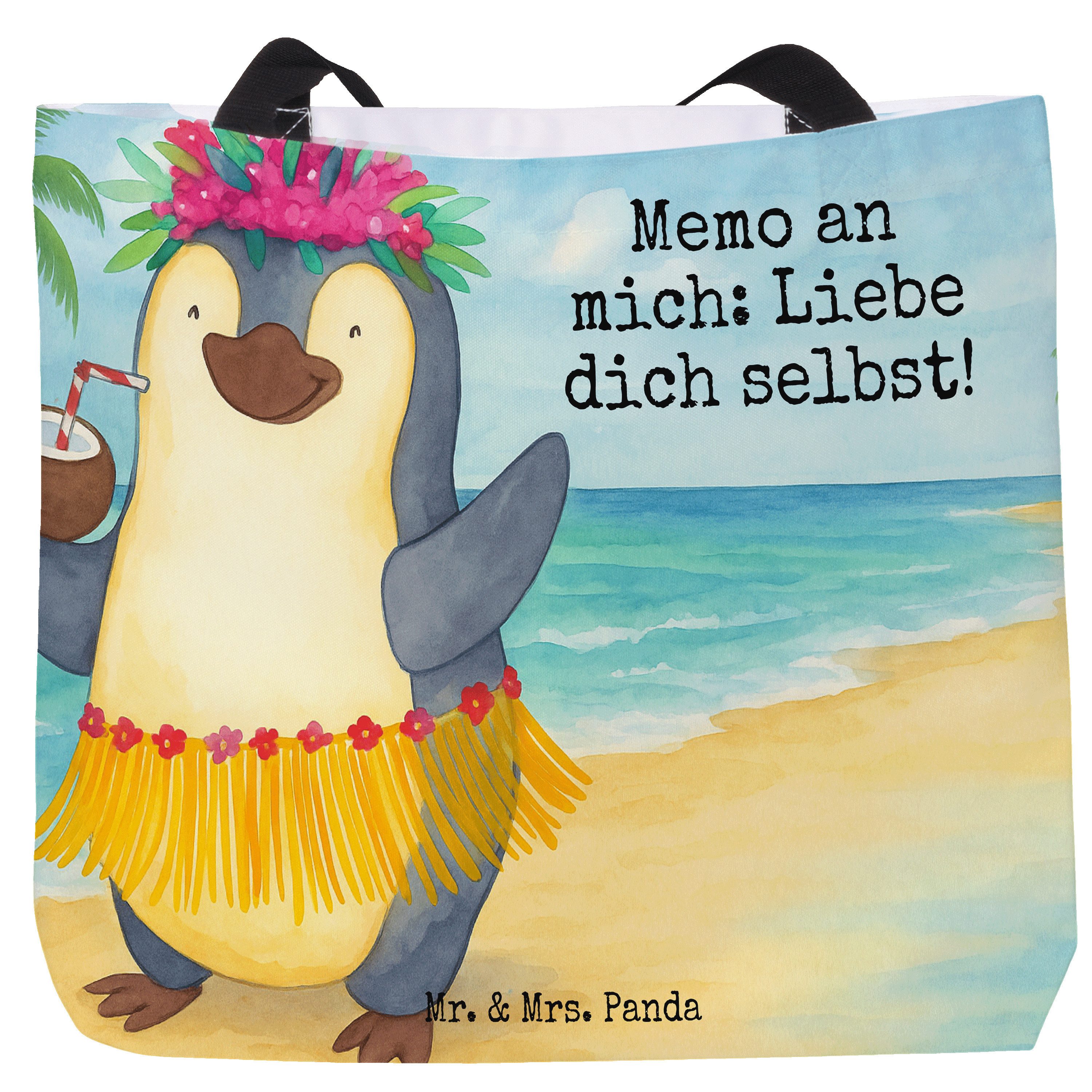 Shopper Pinguin Kokosnuss Design, Reisetasche, Weiß, Hawaii, Laptoptasche, Sc