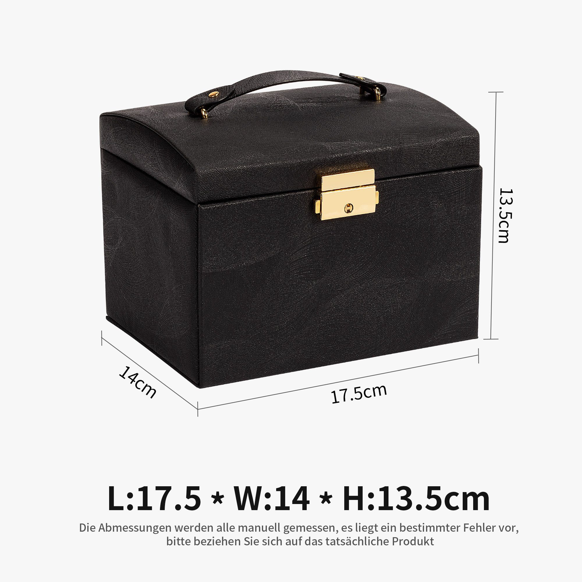 AdelDream Schmuckkasten Mini-Schmuckkästchen, 3 Ebenen, 2 Schubladen, 3 Farben, mit Spiegel, viel Stauraum