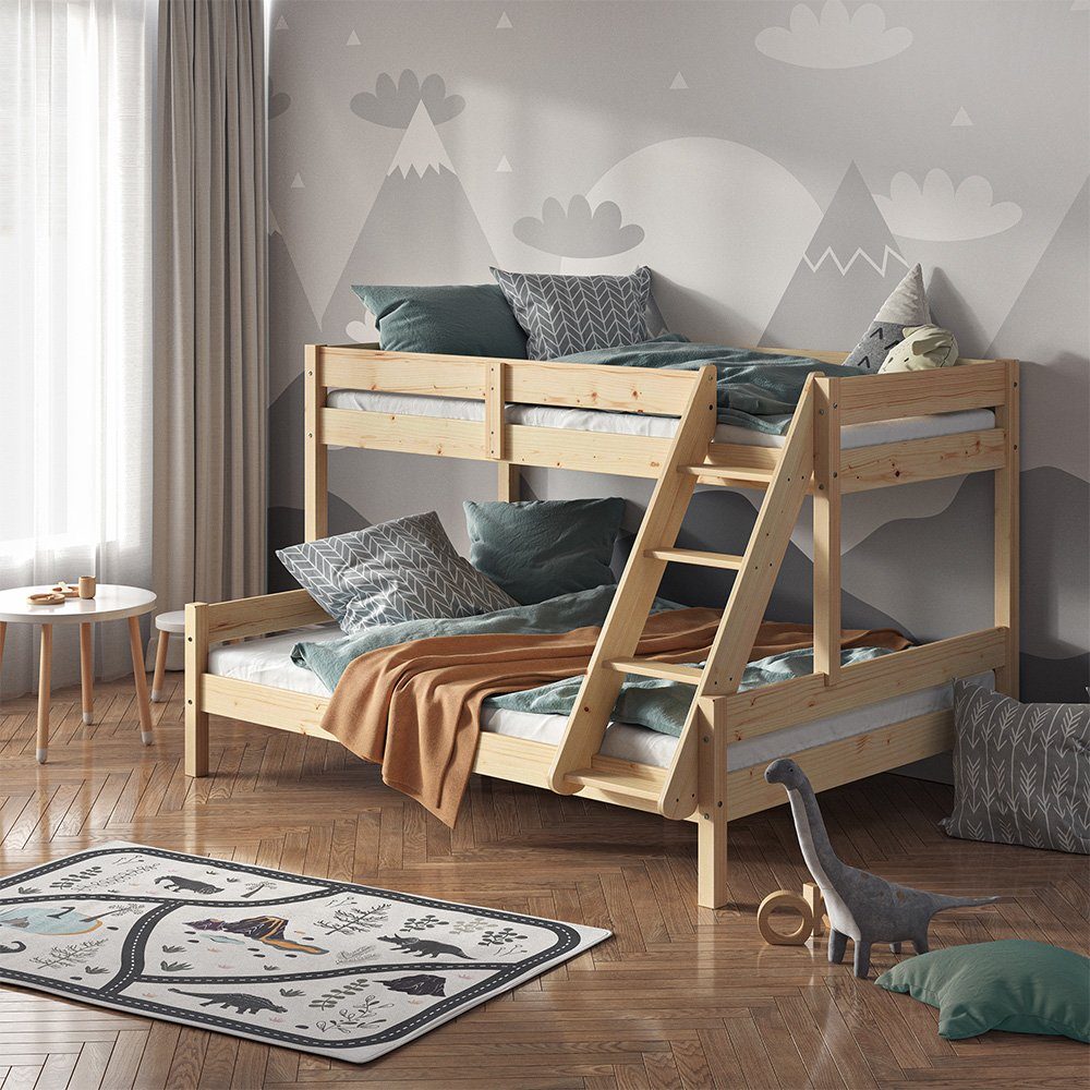 VitaliSpa® Etagenbett Everest, Naturholz, 140x200 / 90x200 cm (mit Leiter), günstig online kaufen