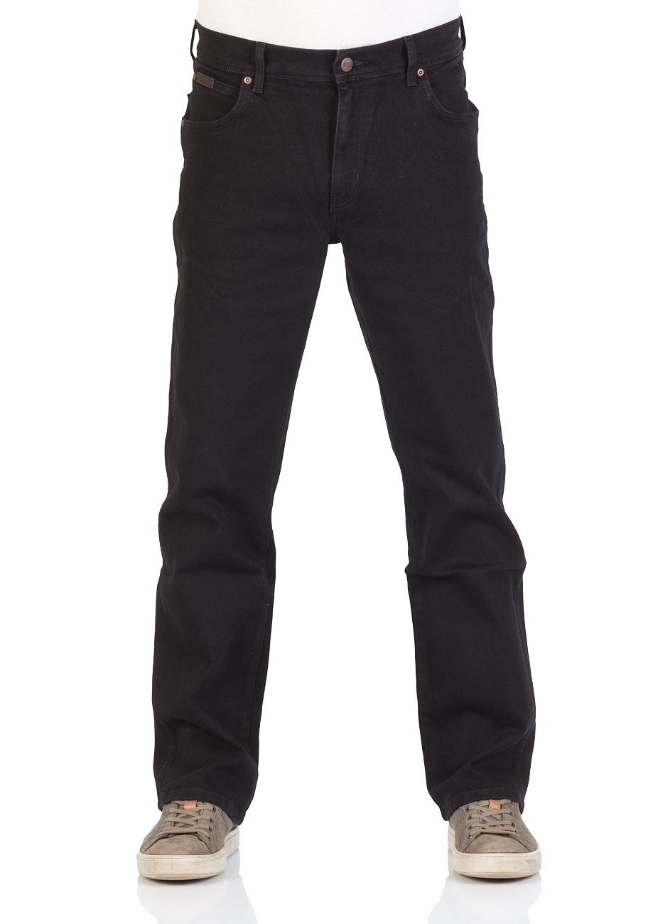 Wrangler Straight-Jeans Texas Jeanshose mit Stretchanteil black overdye (W12109004)