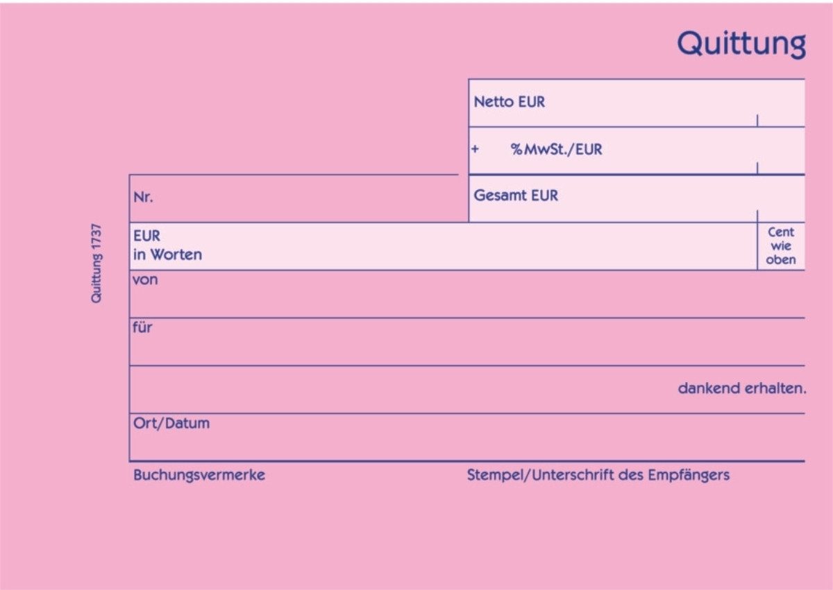 Formularblock Formularbuch Quittung A6 quer selbstdurchschreibend VE=3x40 Blatt