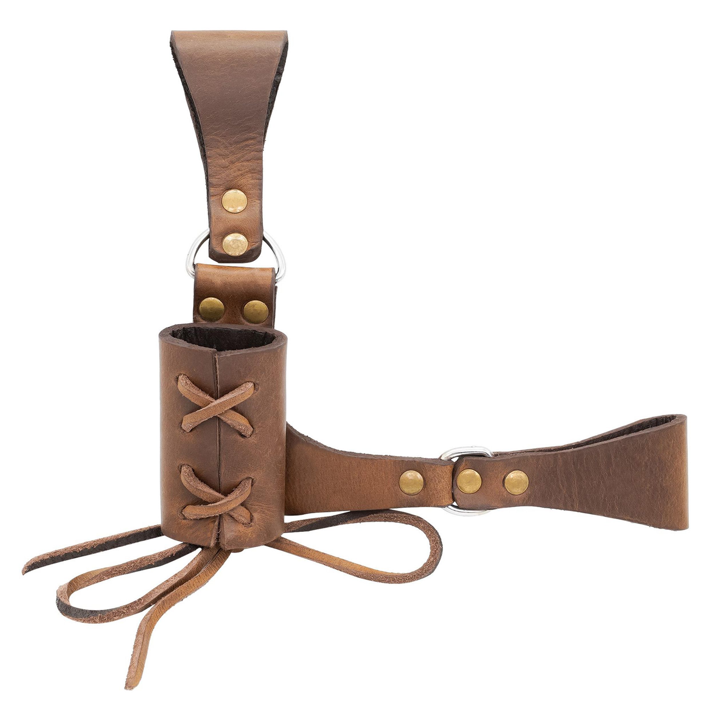 Lord Of Battles Gürtelhalter Dolchhalter oder Axthalter aus Leder Braun, Linkshänder