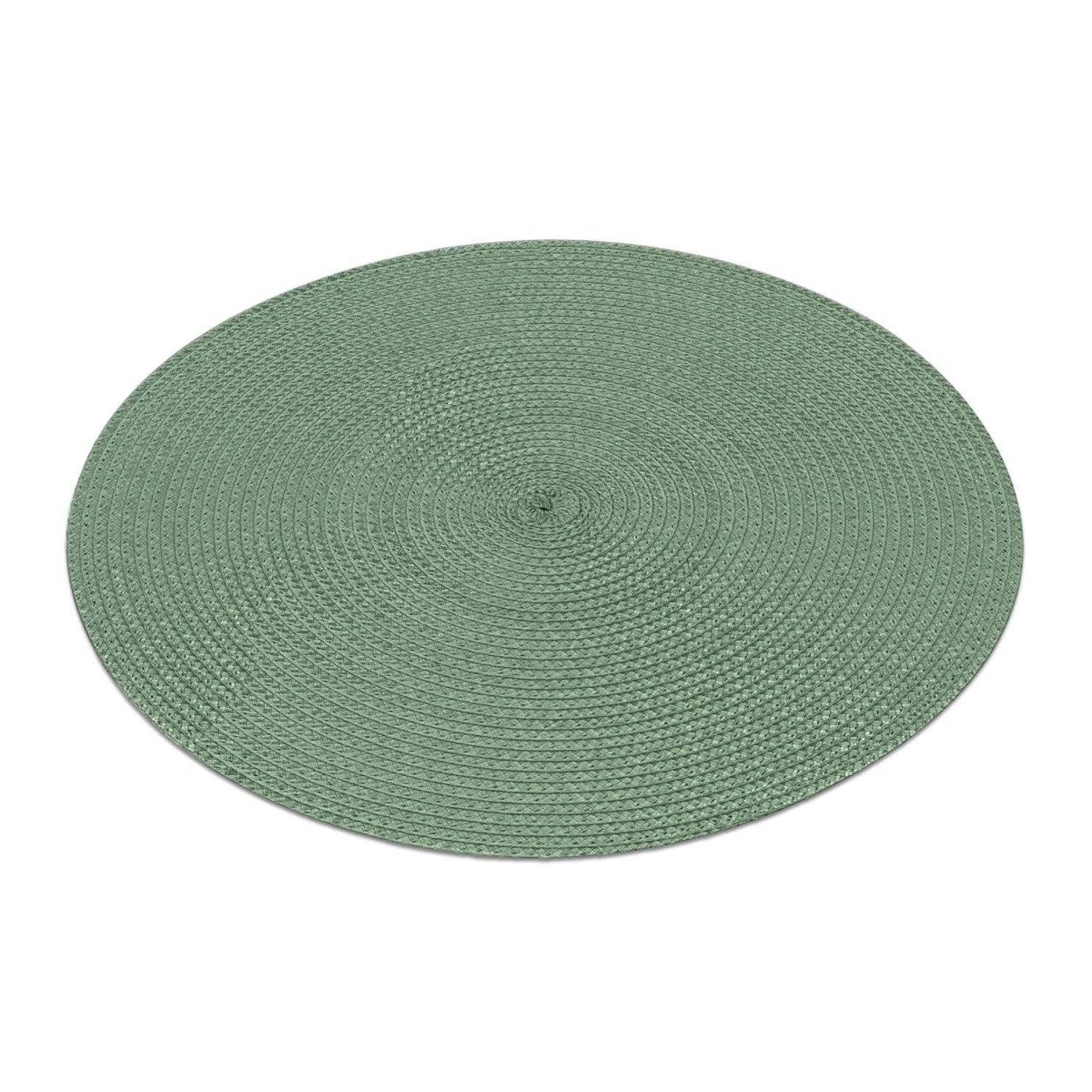 Macosa Home Platzset Tischset 4 Stk. Grün od. Natur 35 cm rund, (Tischunterlage Platzdeckchen, 4-St., Tischdeko Tischmatte Platzmatte), Polypropylen Kunststoff abwischbar