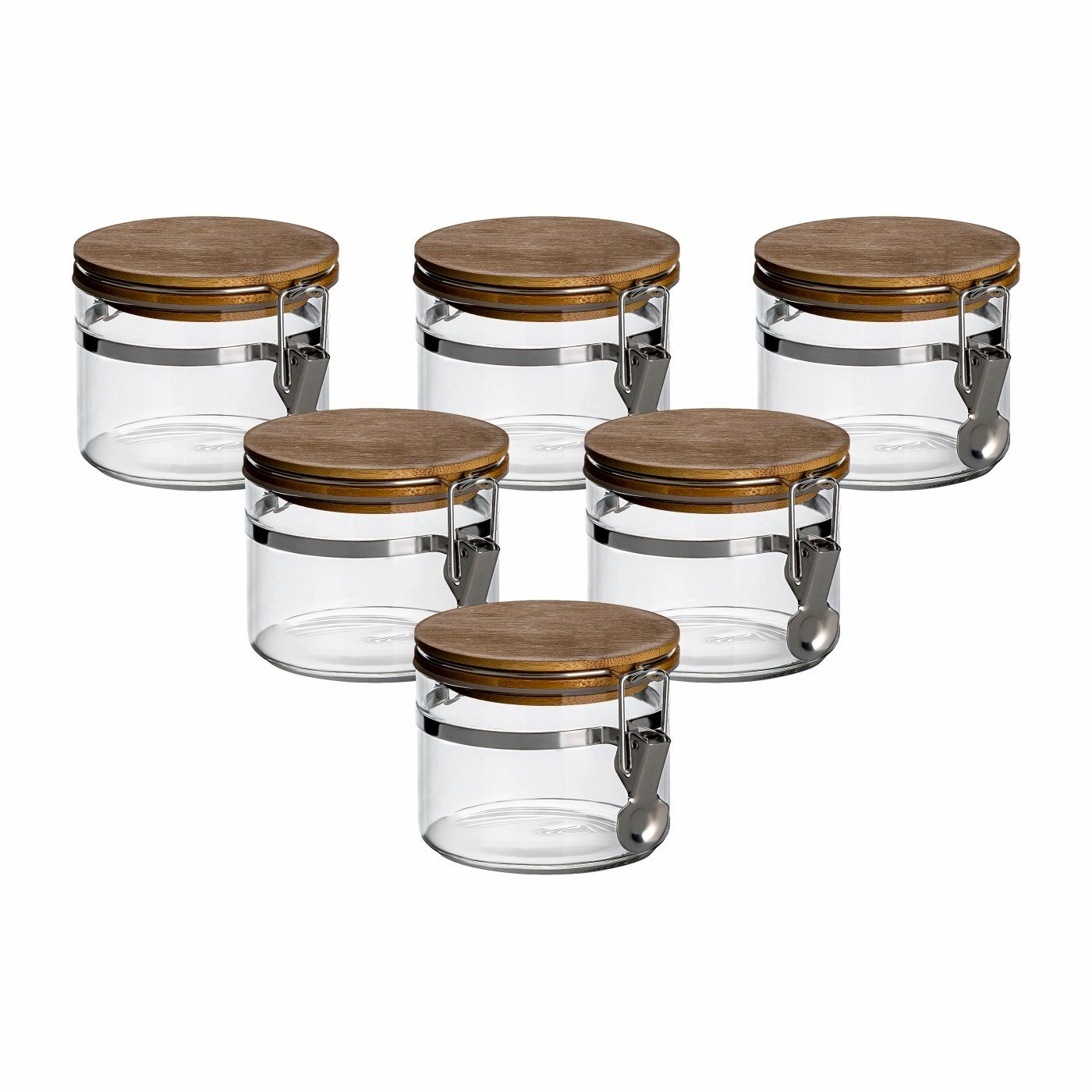 gouveo Vorratsglas 400 ml aus Borosilikatglas mit Bügelverschluss - Vorratsdosen aus Glas, (6-tlg), Borosilikatglas