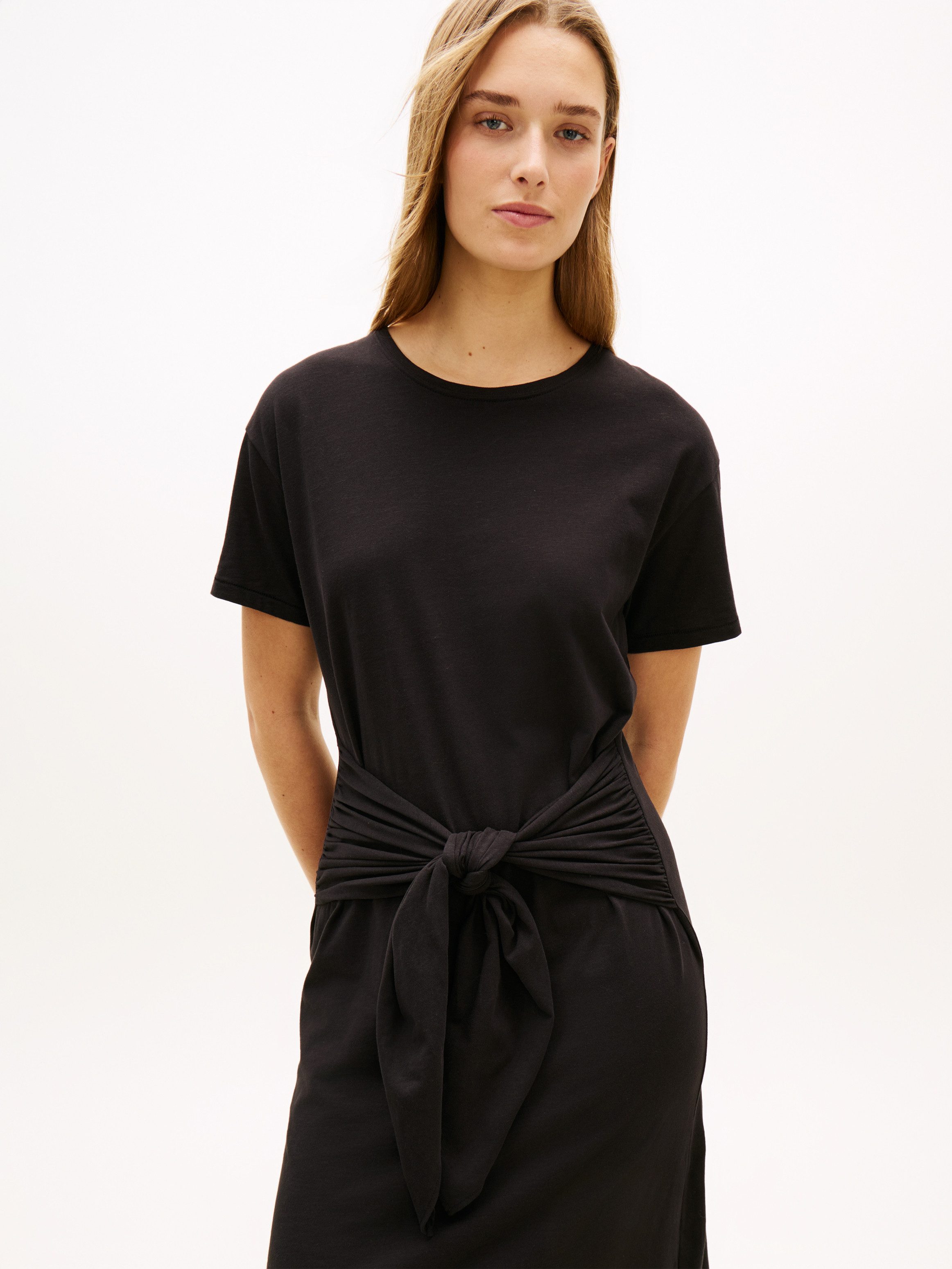 Tommy Hilfiger Shirtkleid CO SLUB KNOT MIDI DRS mit Bindegürtel