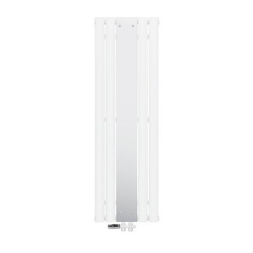 LuxeBath Heizkörper Flachheizkörper Paneelheizkörper Spiegelheizkörper Glasheizkörper, Weiß Flach Mittelanschluss 1600x450 mm mit Spiegel & Thermostat