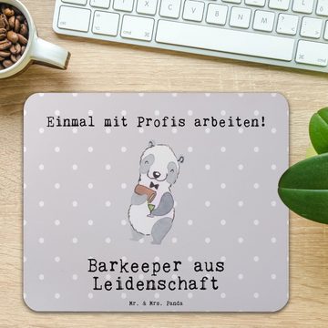 Mr. & Mrs. Panda Mauspad Barkeeper Leidenschaft - Grau Pastell - Geschenk, Kollege, Barbesitze (1-St), Handgelenkschonend