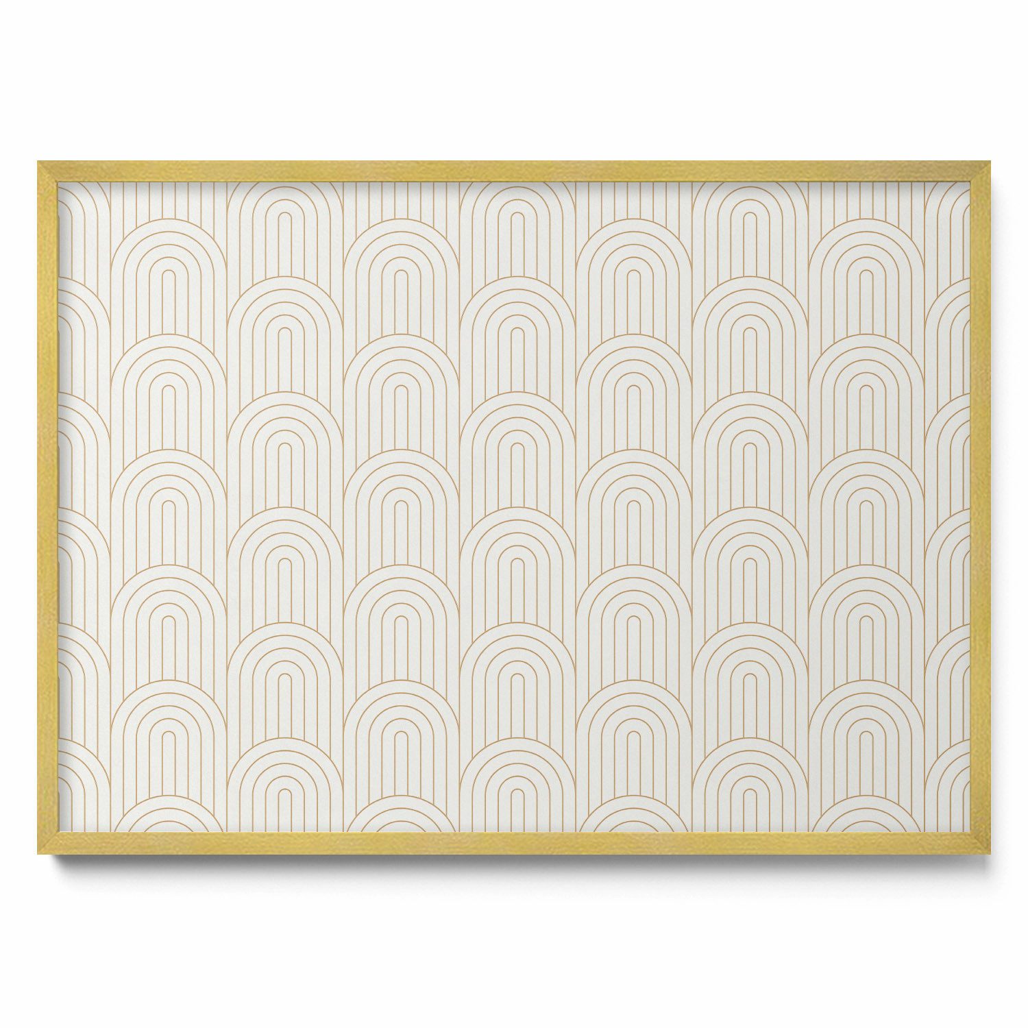 Tulup Magnettafel Cremig mit goldenem Rahmen, Magnetische Wandtafel für Reisesouvenirs, Lineare regelmäßige Bögen, Cremig