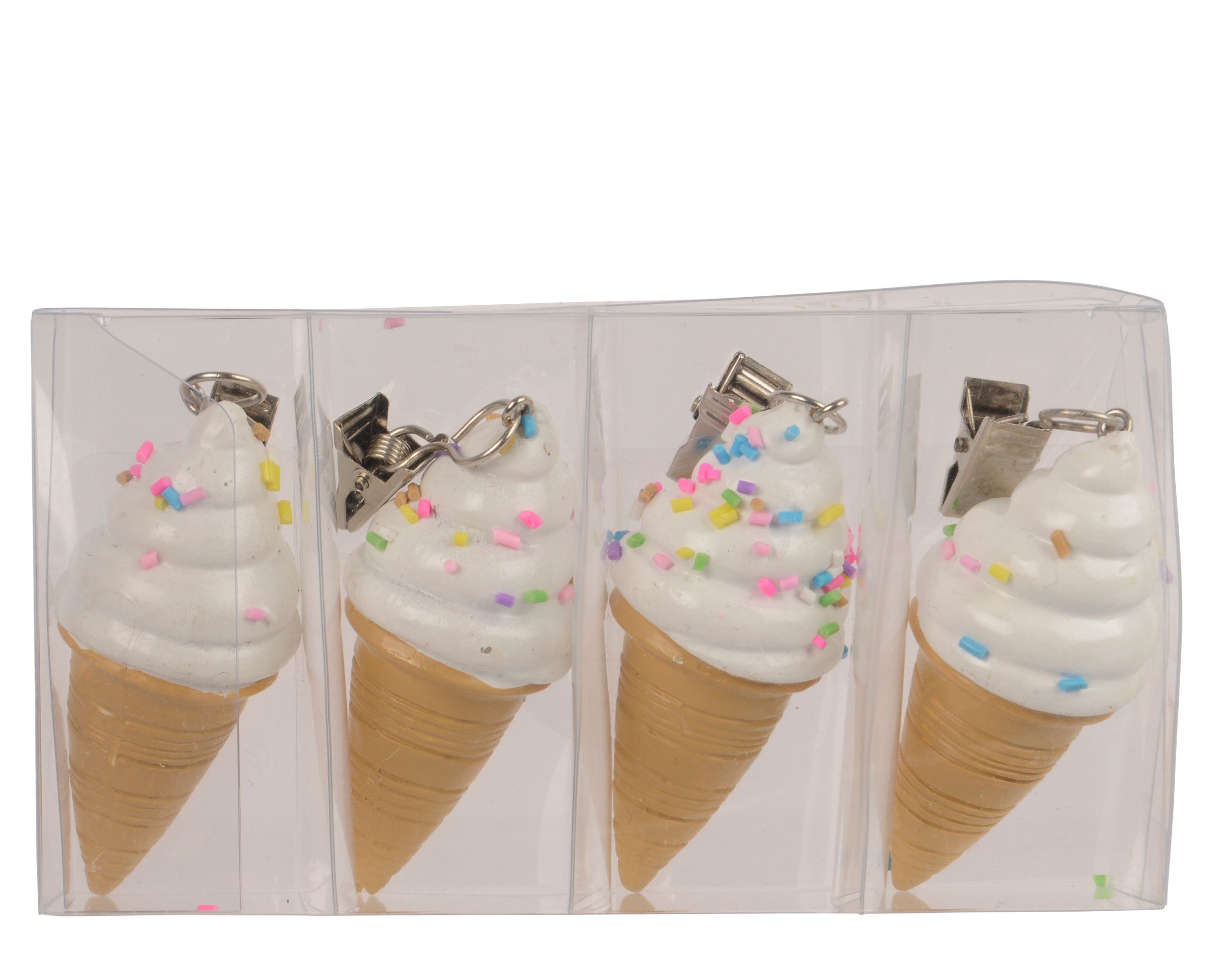 Decoris season decorations Tischtuchklammer, Tischdeckenbeschwerer Waffeleis 7x3x3cm Keramik 4er Set Weiß / Beige