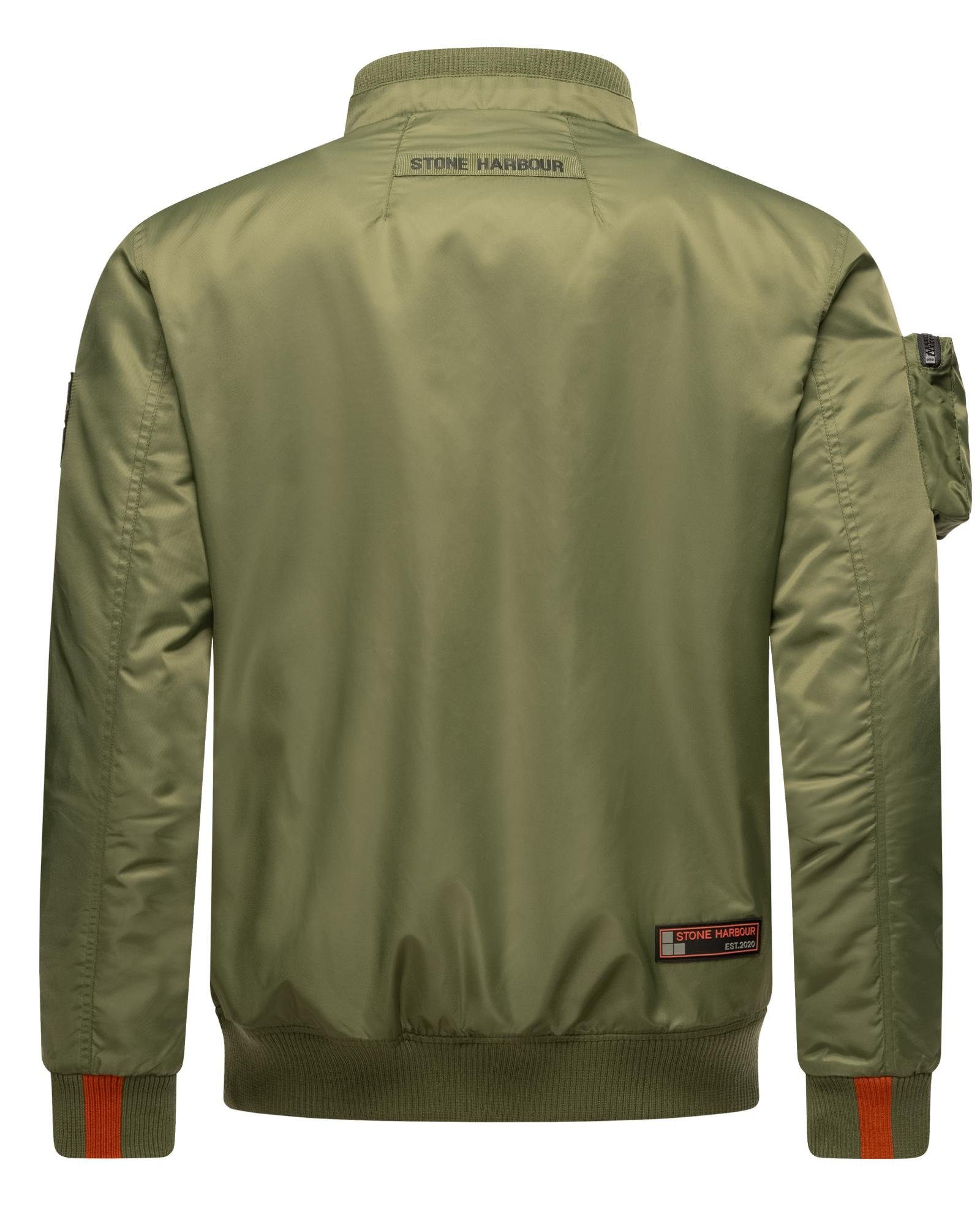 Stone Harbour Bomberjacke Berkoo Coole Herren Pilotenjacke mit praktischer Ärmeltasche