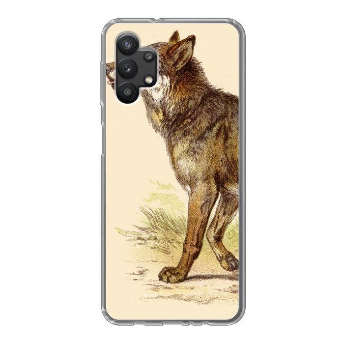 MuchoWow Handyhülle Wolf - Raubtier - Pflanzen Handyhülle Samsung Galaxy A32 5G Smartphone-Bumper Print Handy