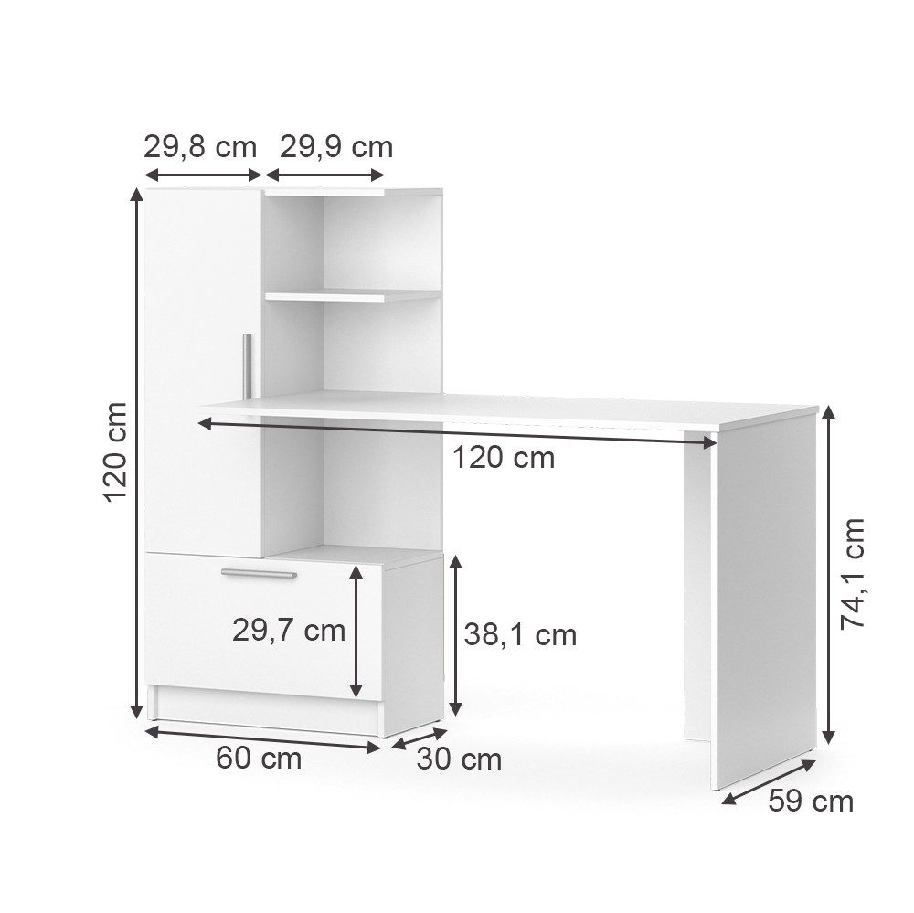 Vicco Schreibtisch Tomy, Weiß, 150 x 59.3 cm (1-St)
