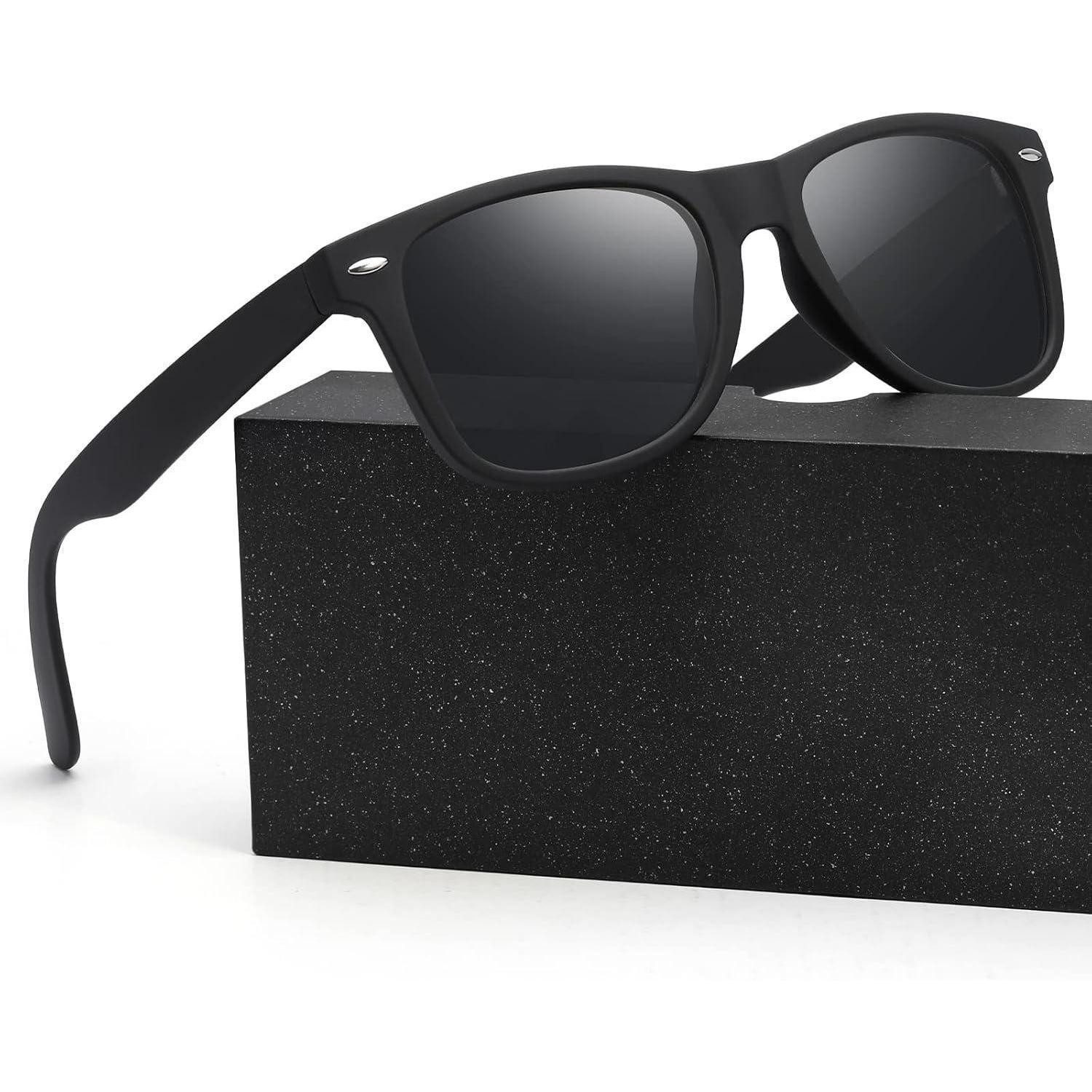 Retrosonnenbrille Sonnenbrille polarisiert UV400 Herren Damen Retro 1-schwarz-grau
