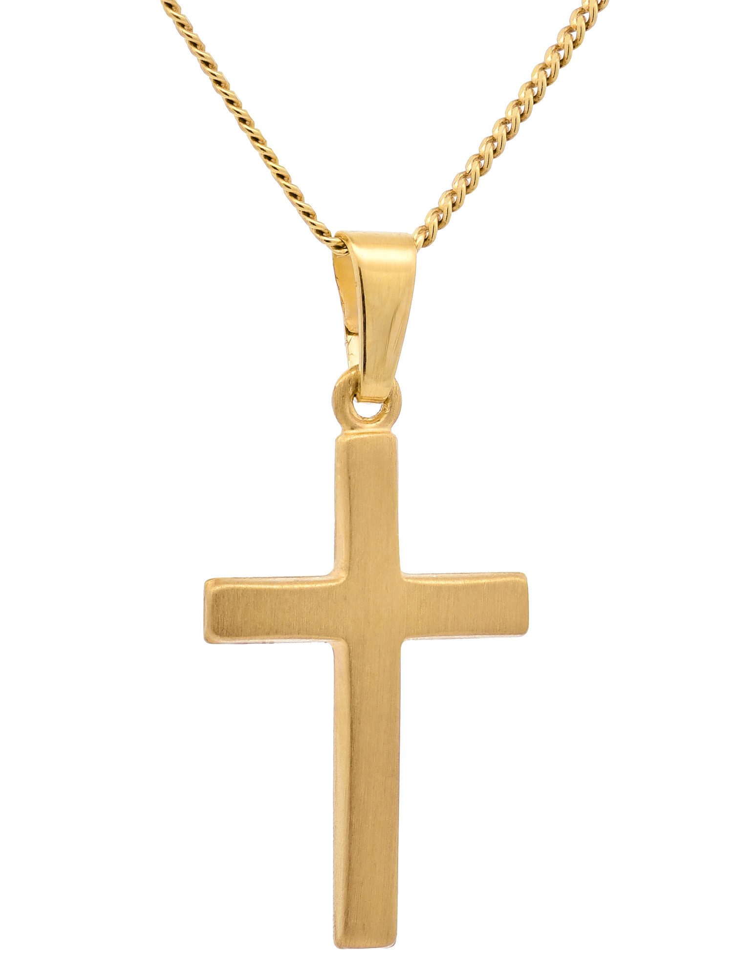 Kreuzanhänger Anhänger Kreuz 333-8 Karat Gold mit vergoldeter Silberkette 36 cm