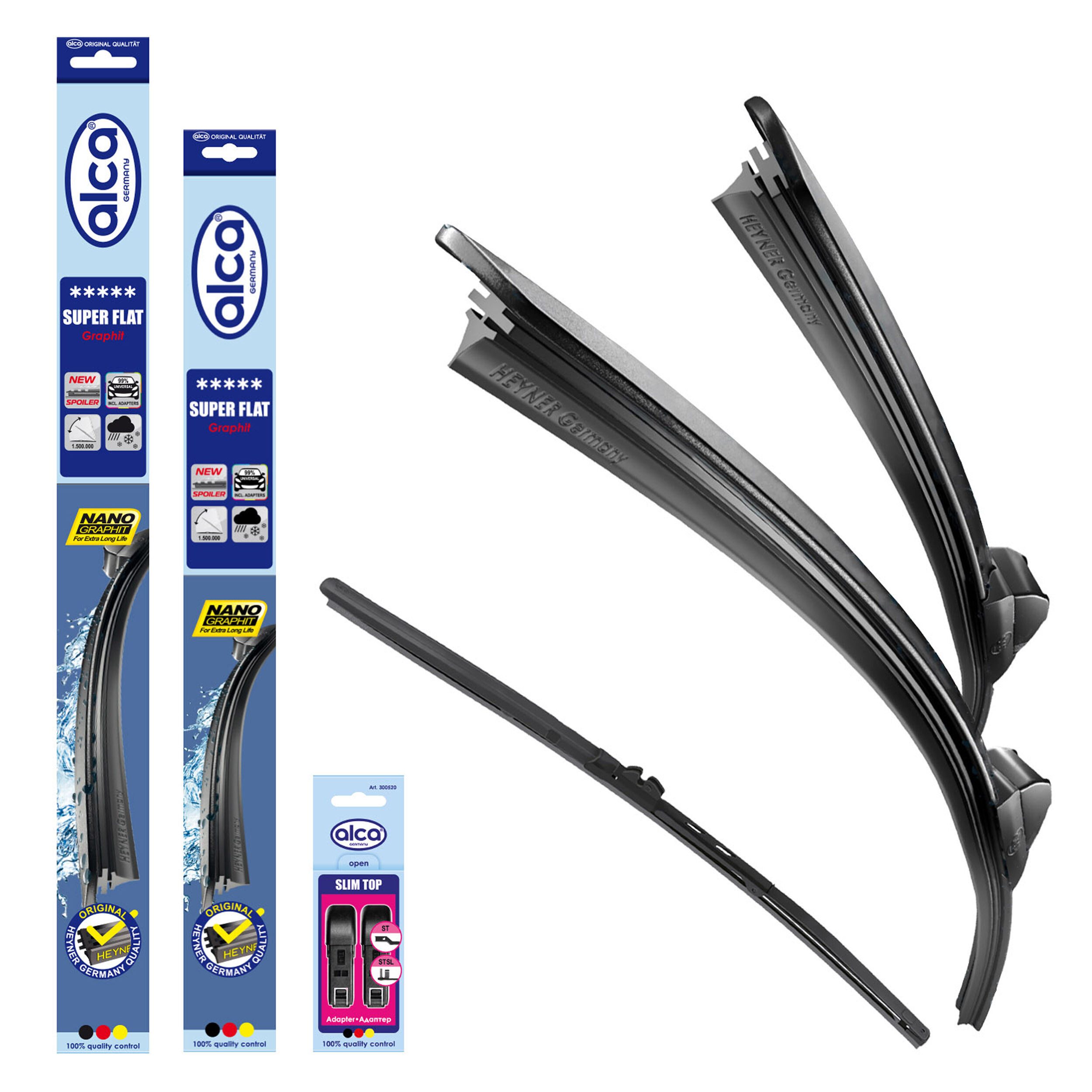 alca Scheibenwischblätter passend für VW (FAW) TAVENDOR, 11.2022 - 12.2025, Front- und Heckscheibe, (Packung, 3-St., Scheibenwischer mit Heckwischer), mit Nano Graphit Beschichtung