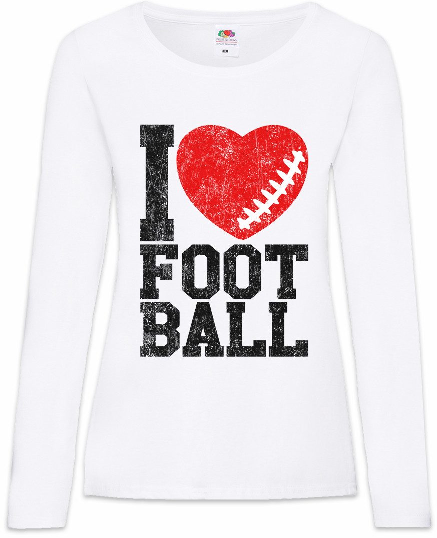 Langarmshirt I Love Football II Damen Langarmshirt American US USA Hearts Heart