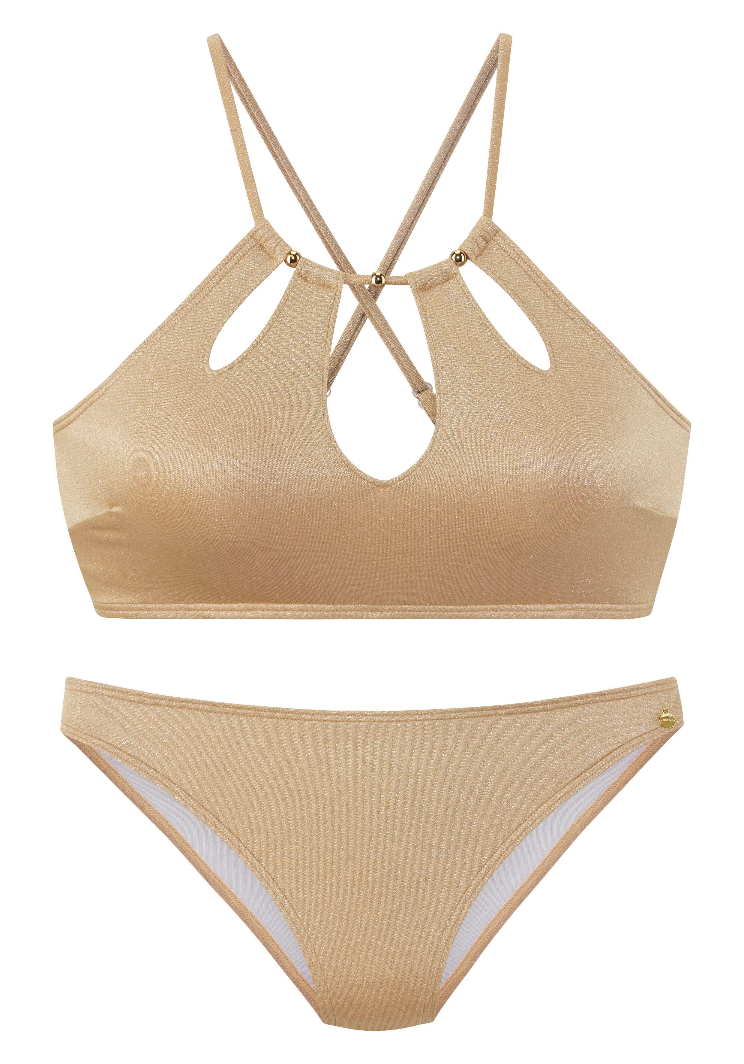 LASCANA Bustier-Bikini Monaco Mit Zierperlen am günstig online kaufen