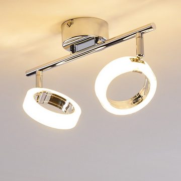 hofstein Deckenleuchte »Davoli« Deckenlampe aus Metall in chrom mit Glitzereffekt, 3000 Kelvin, mit verstellbaren Leuchtenköpfen, 2x3, 5 Watt, 640 Lumen insgesamt