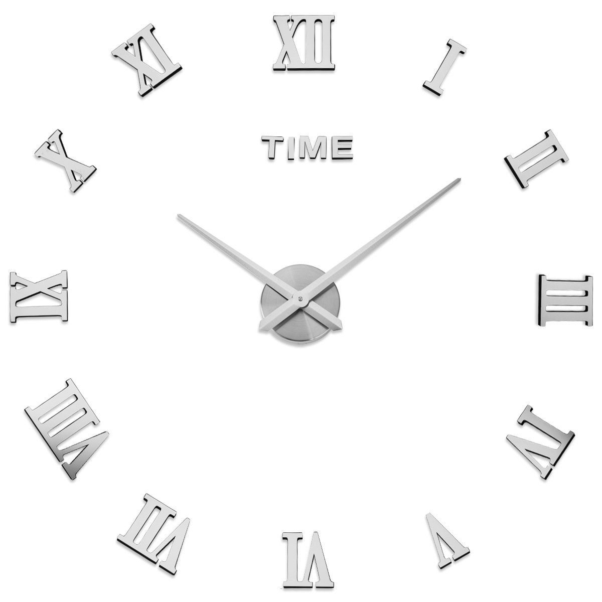 Rahmenloser 3D Ziffern Uhr DIY riesige Wanduhr, Große HAMÖWO Wanduhr römische
