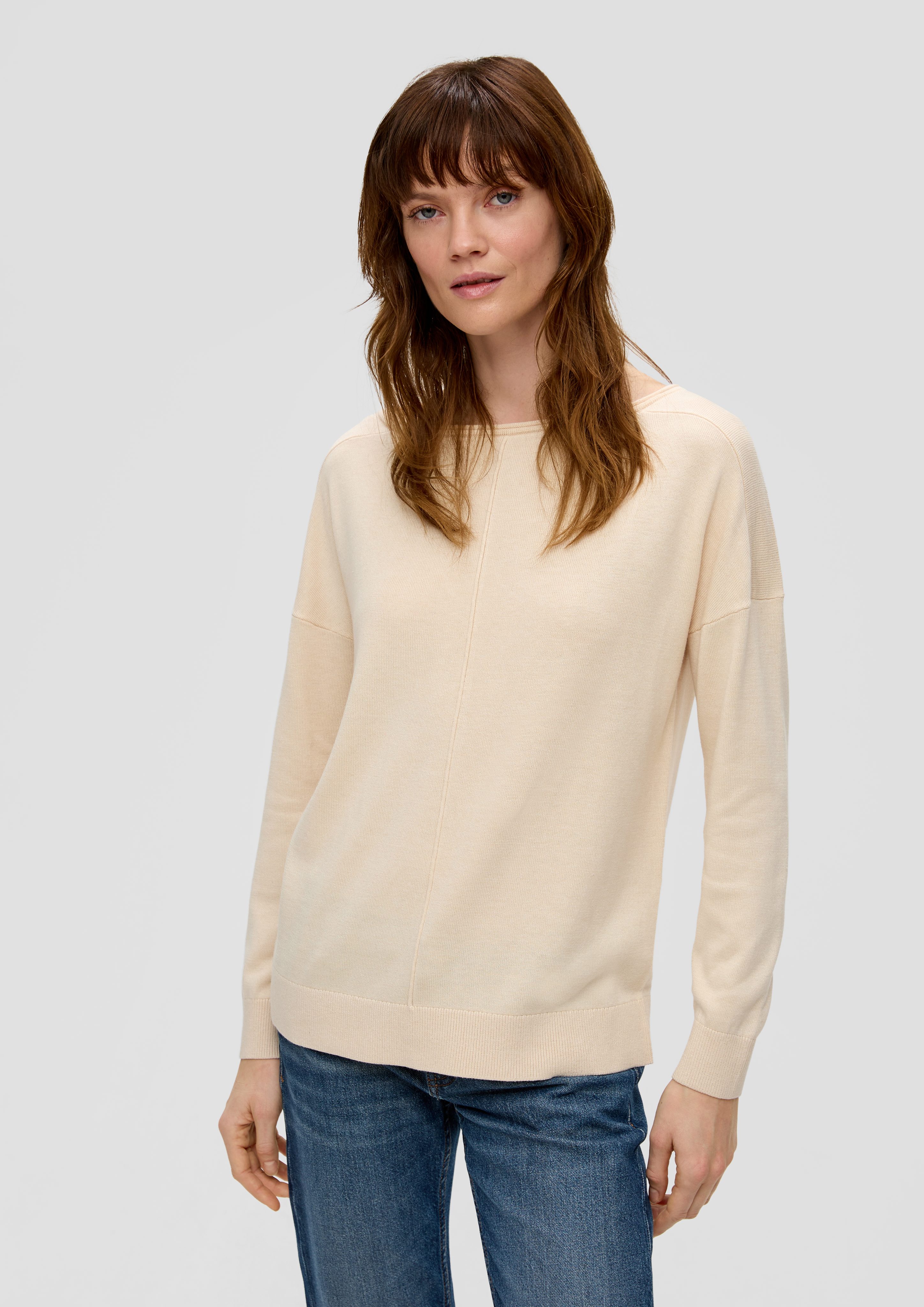 s.Oliver Strickpullover Strickpullover im Loose Fit Teilungsnaht