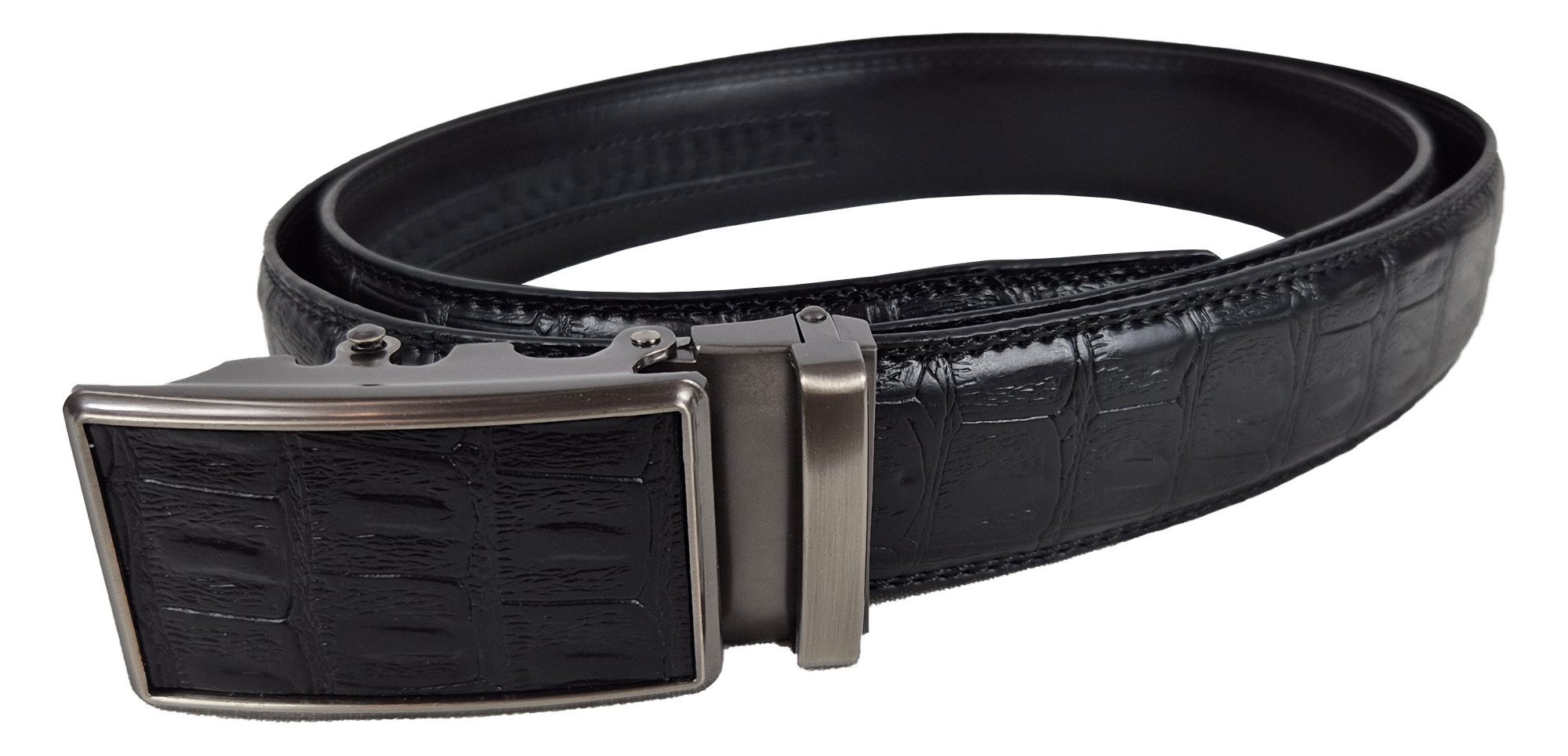 Einkaufszauber Ledergürtel Echt Leder Designer Gürtel Krokodil-Prägung - Rindsleder Automatikschließe