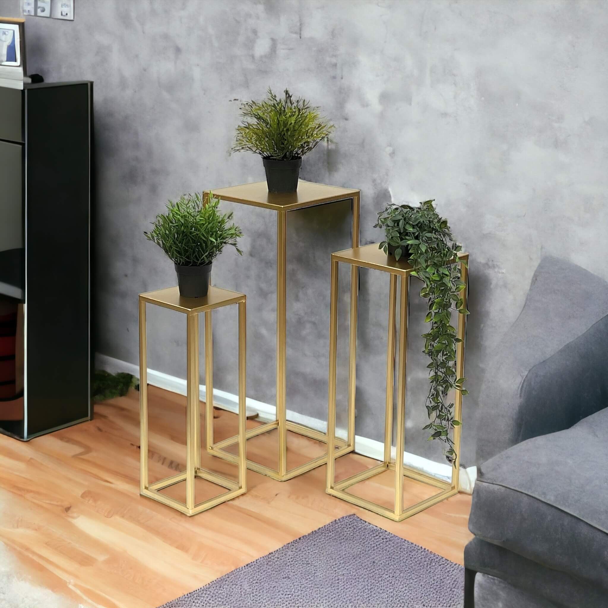 DanDiBo Blumenhocker Metall Gold Eckig Blumenständer 96506 3er Set (3er Set)