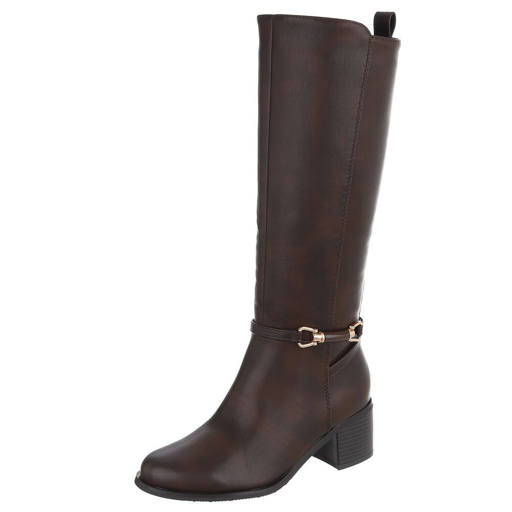 Ital-Design Damenstiefel mit Blockabsatz und Stretch-Einsätzen Stiefel (92269091) Blockabsatz Stiefel in Braun