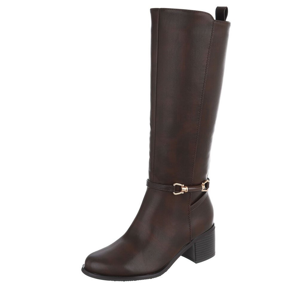 Ital-Design Damenstiefel mit Blockabsatz und Stretch-Einsätzen Stiefel (92269094) Blockabsatz Stiefel in Braun