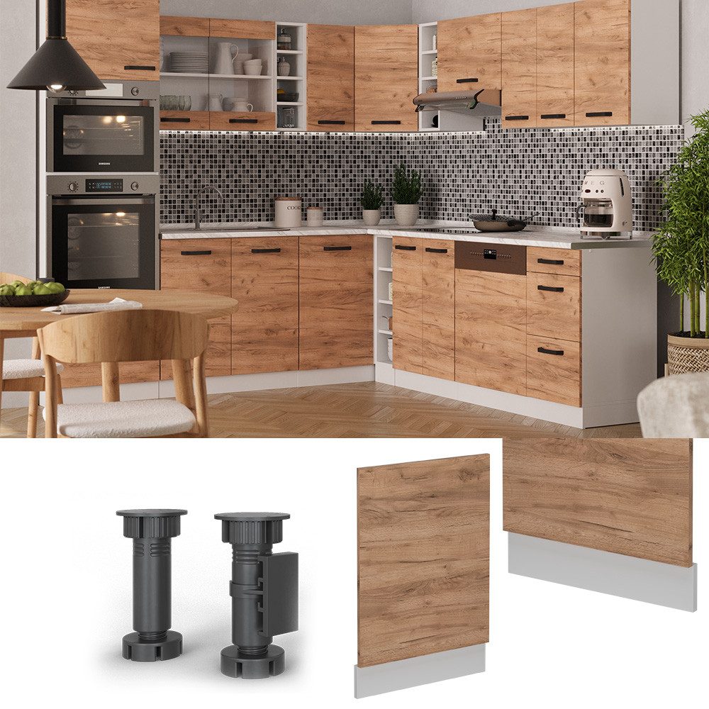 Vicco Frontblende R-Line, Goldkraft Eiche/Weiß, 45 cm ohne Arbeitsplatte (1 St)