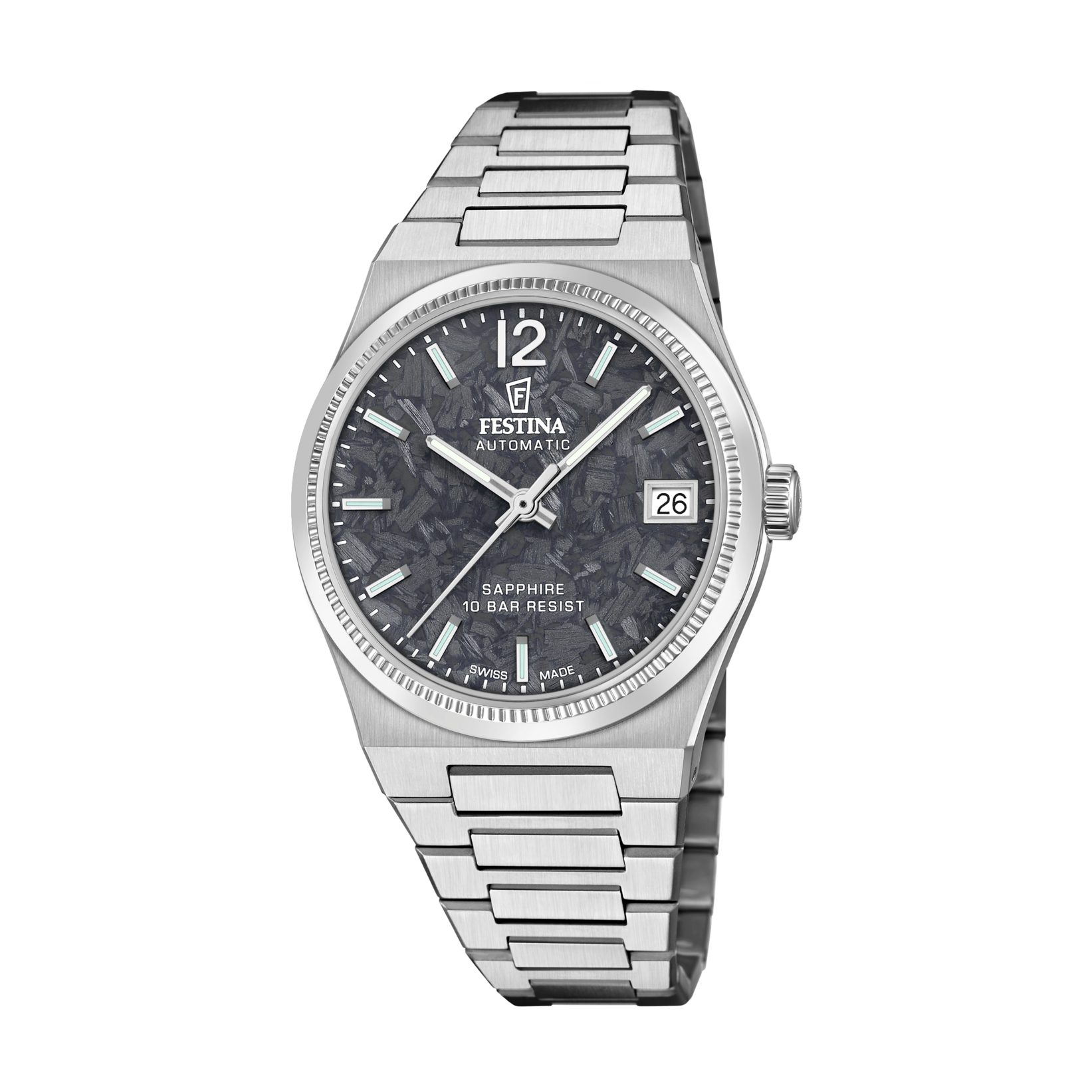 Festina Automatikuhr Automatic F20029_C, Armbanduhr, Damenuhr, Swiss Made, Mechanische Uhr, Edelstahlarmband