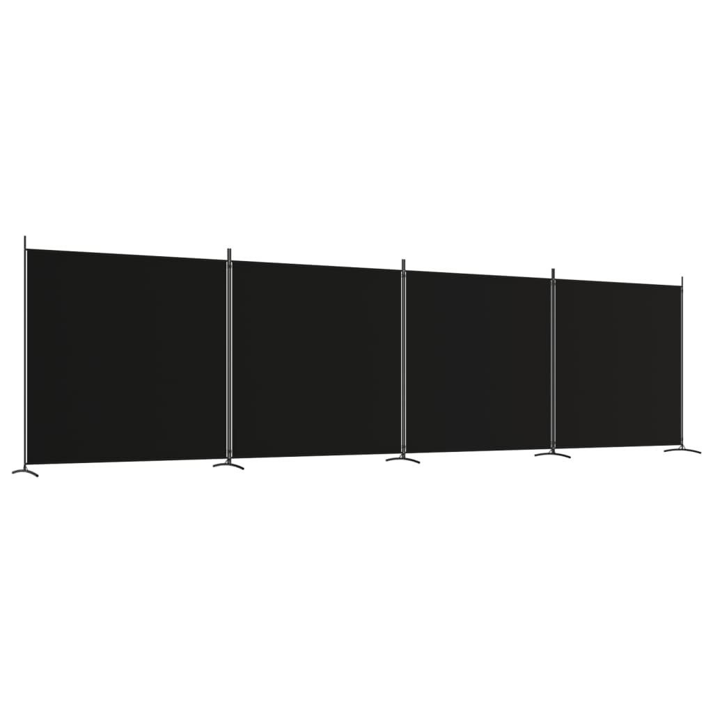 vidaXL Paravent, 4-tlg. Raumteiler Schwarz 698x180 günstig online kaufen