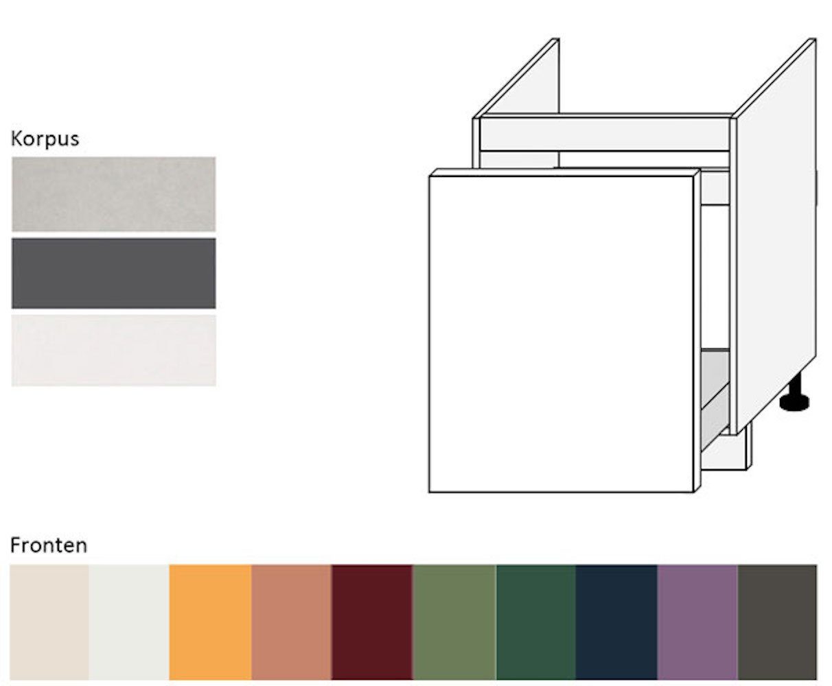 Feldmann-Wohnen Korpusfarbe Front- Tivoli matt 60cm 1 (Teilauszug) rotlila (Tivoli) 4001 und RAL wählbar Unterschrank mit Schublade