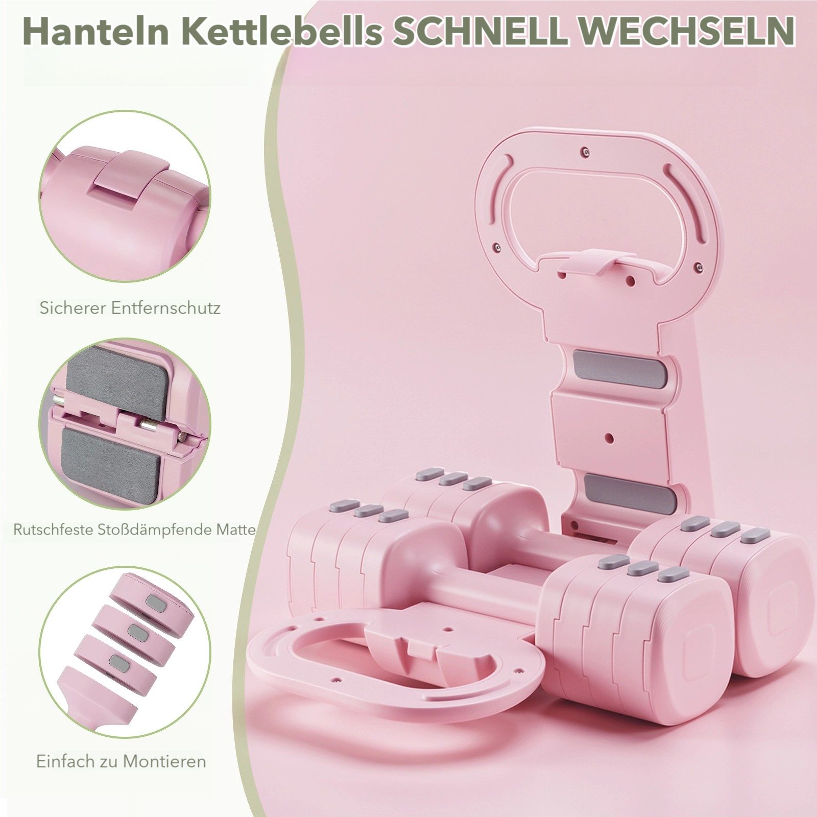 TLGREEN Hantel-Set Verstellbare Frauen Set,1-5kg Kurzhanteln 2er Set, (4-in-1 Dumbbell Set für Frauen und Männer), Gewichte Hantel für Home Gym, Krafttraining Zuhause