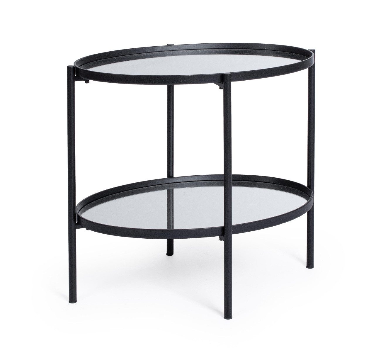 Feeling4Home Beistelltisch Jens Oval aus Metall, Schwarz, Mit Ablage