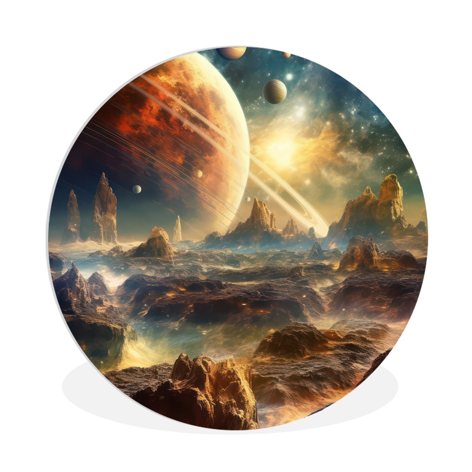 Gemälde Berge - Planet - Weltraum - Sterne