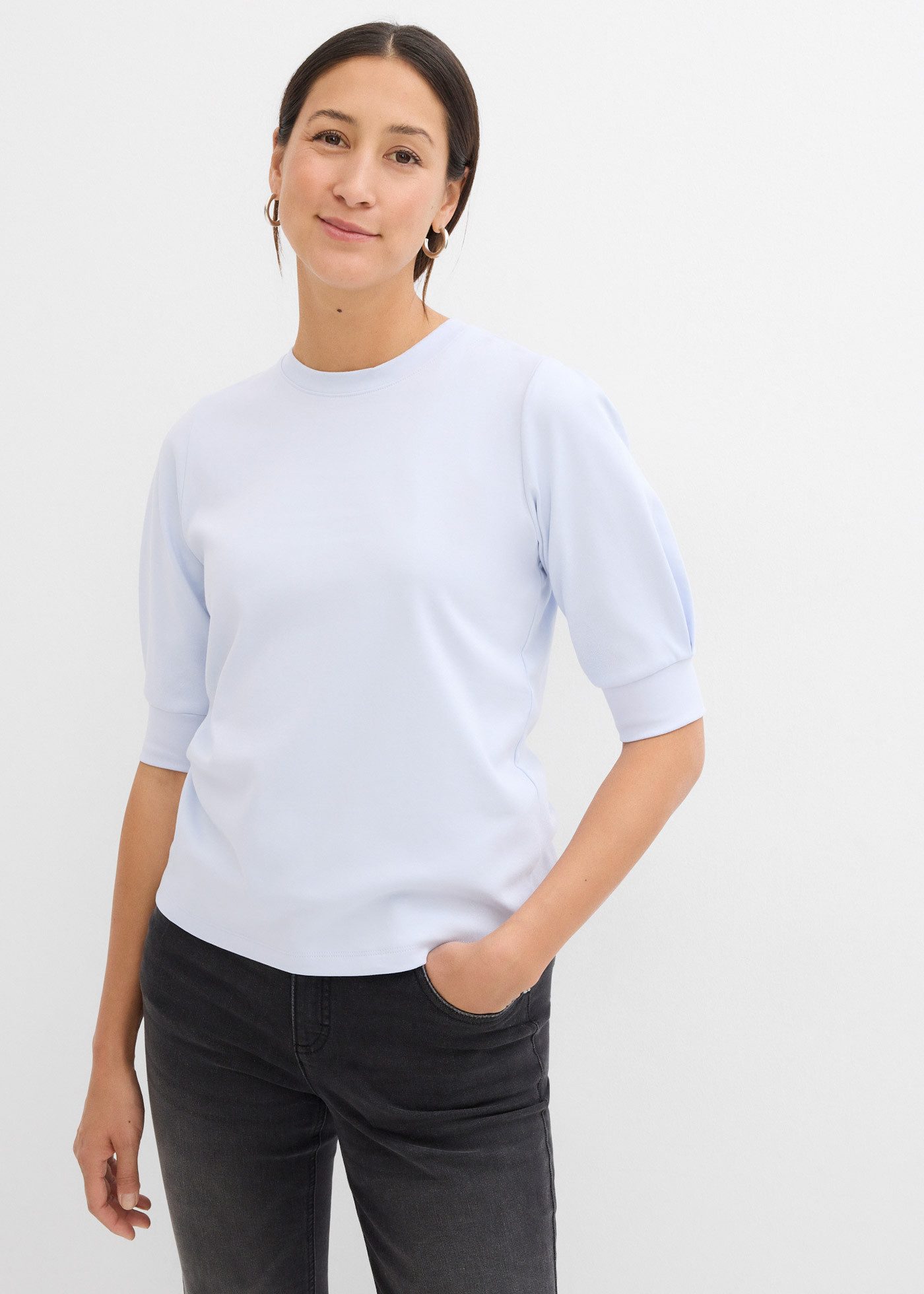 bonprix T-Shirt (1-tlg) Oversize-Passform, dezente Puffärmel, Halbarm, aus günstig online kaufen