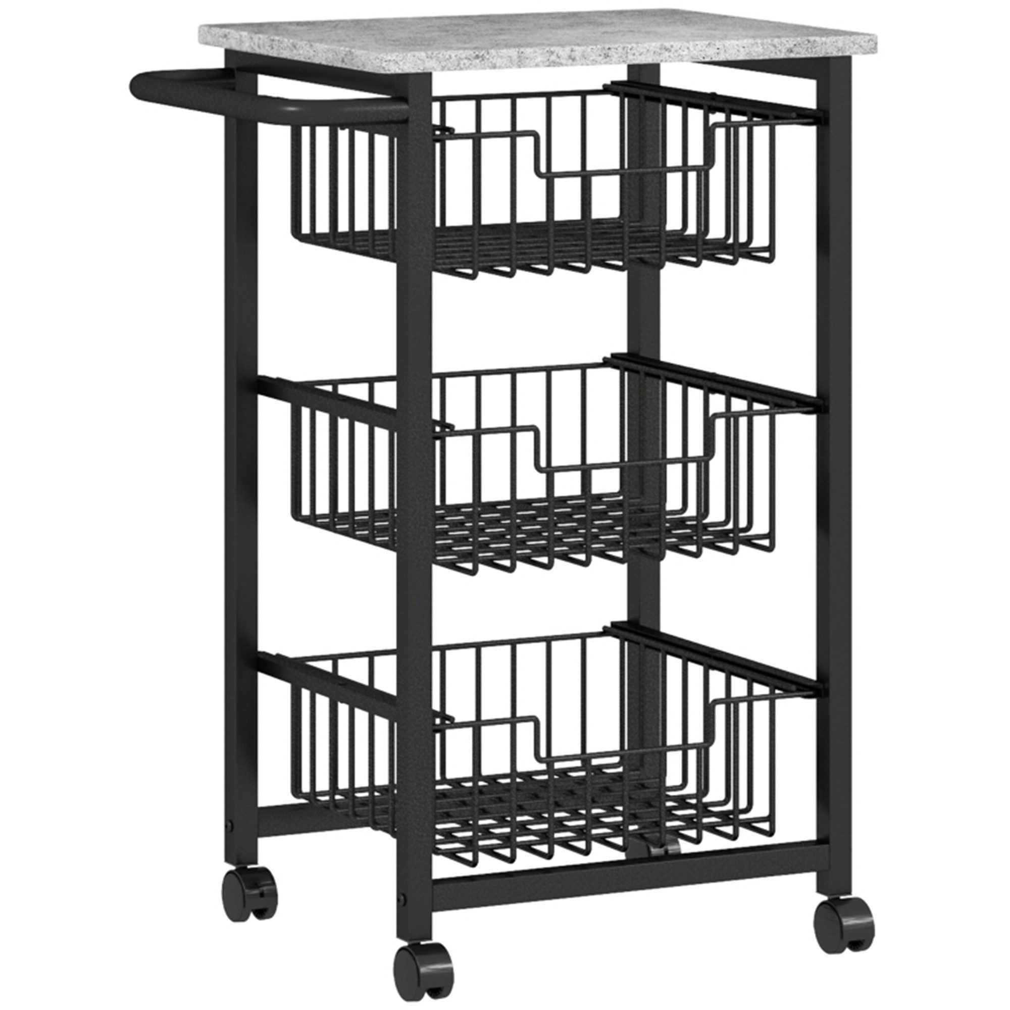 Küchenwagen 3-stufige auf Rädern, Rollbarer Servierwagen, Küchen-Trolley
